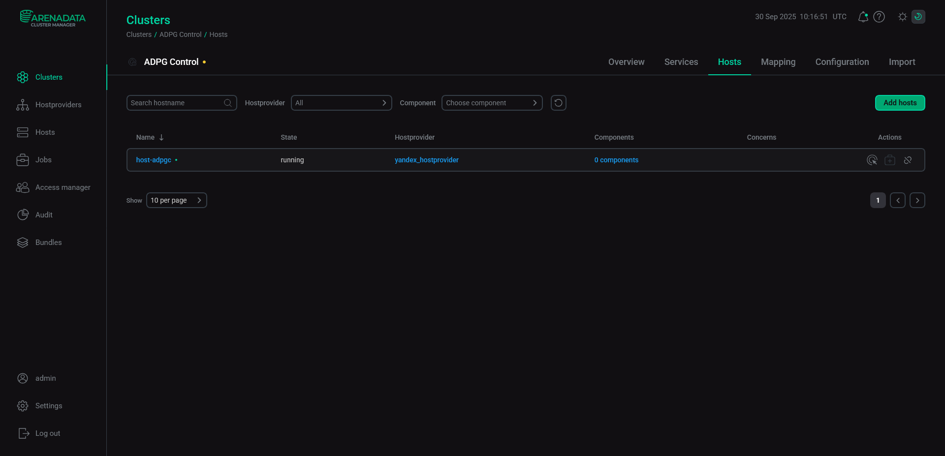 The result of successful adding hosts to a cluster