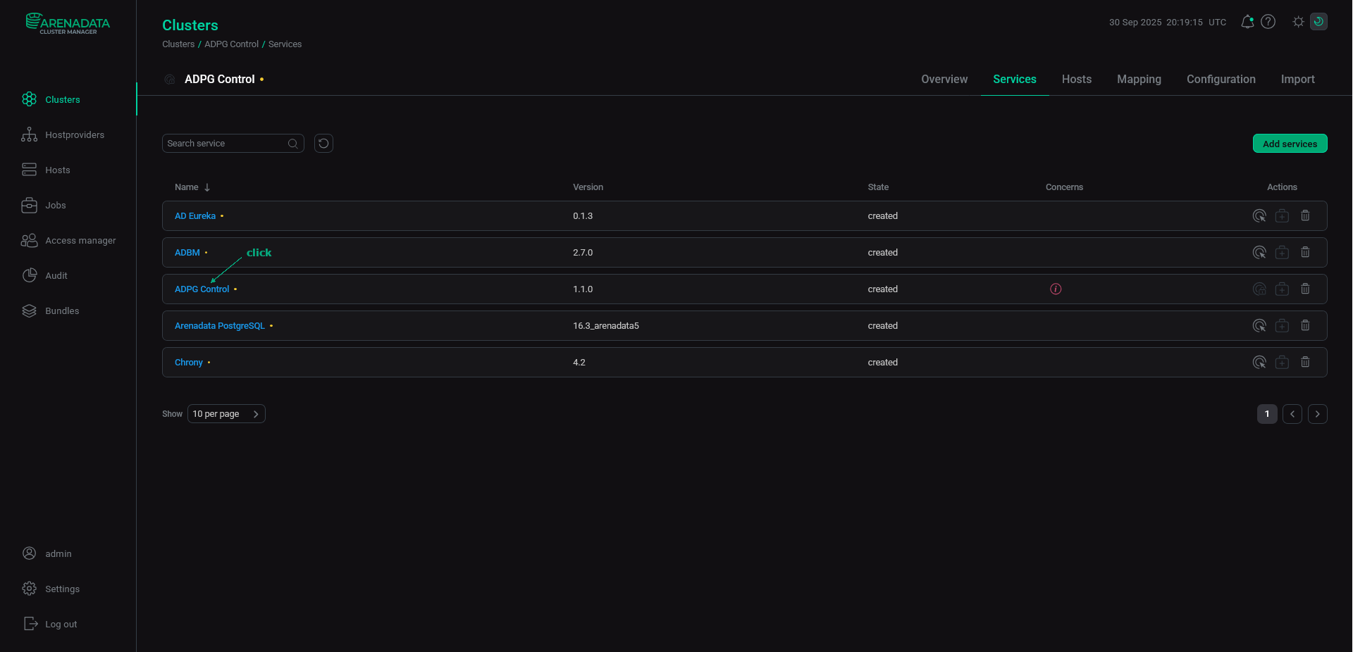 Switch to configuring a service