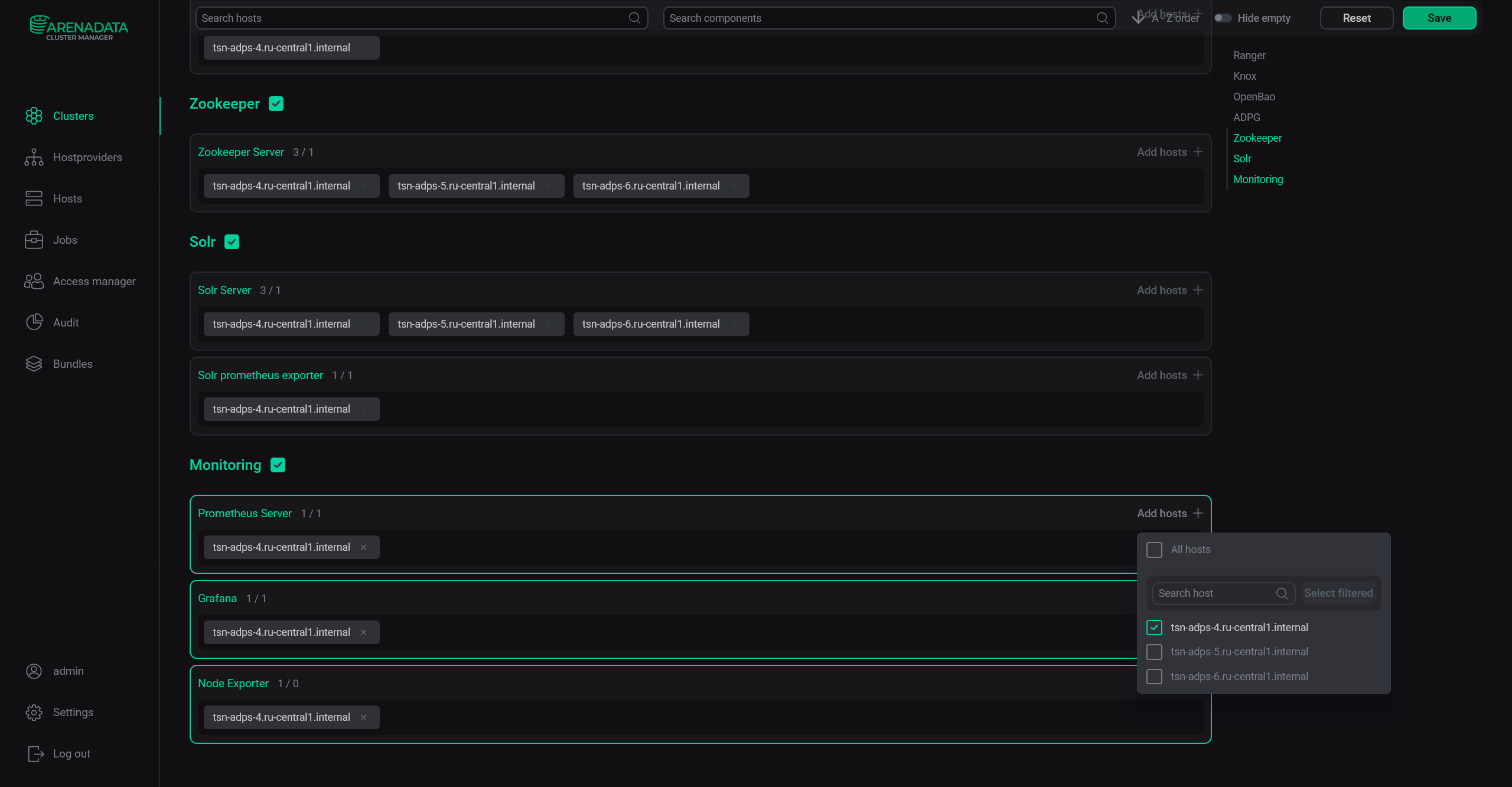 Select a host for a component