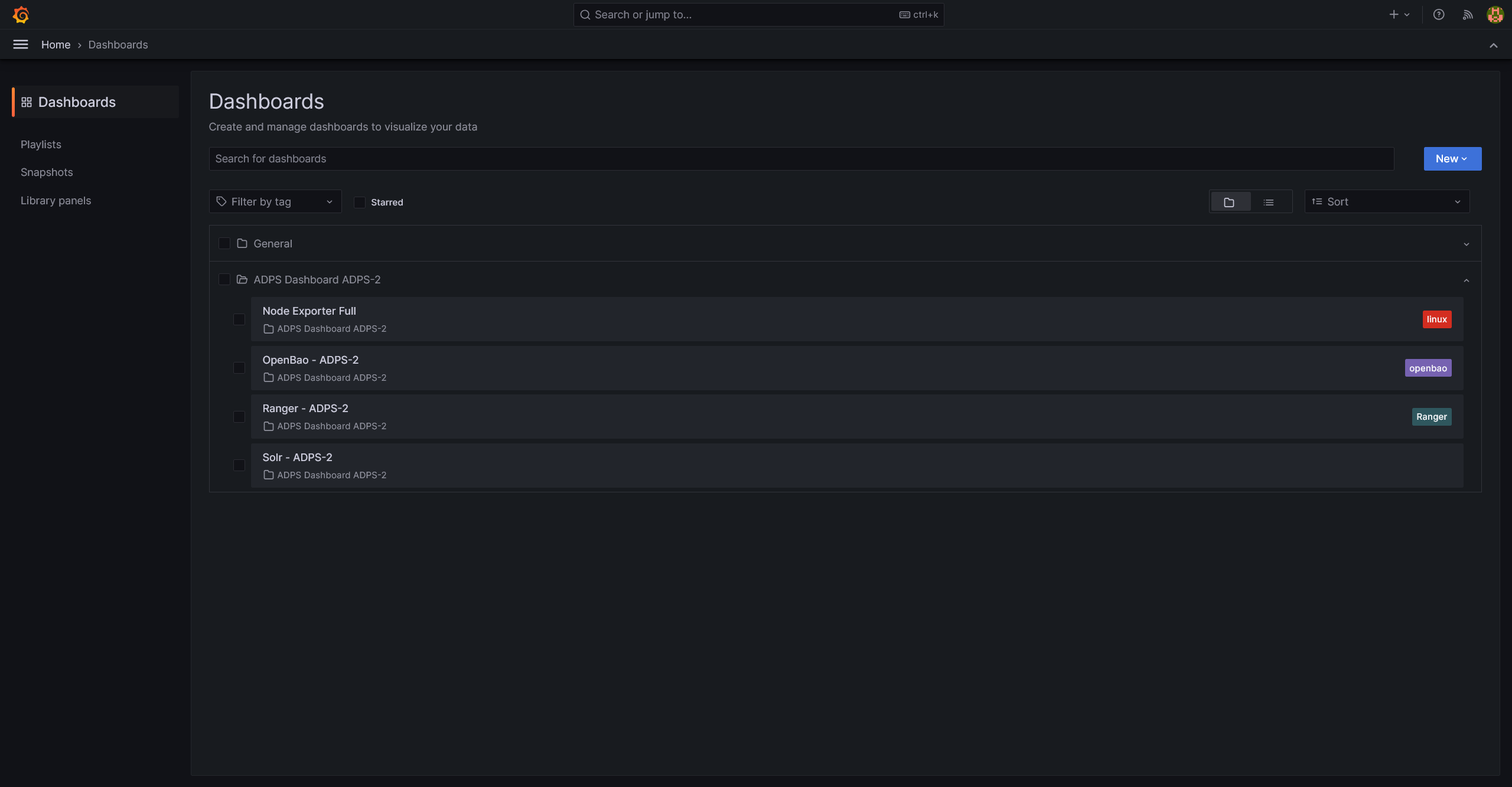 View ADPS metrics in Grafana