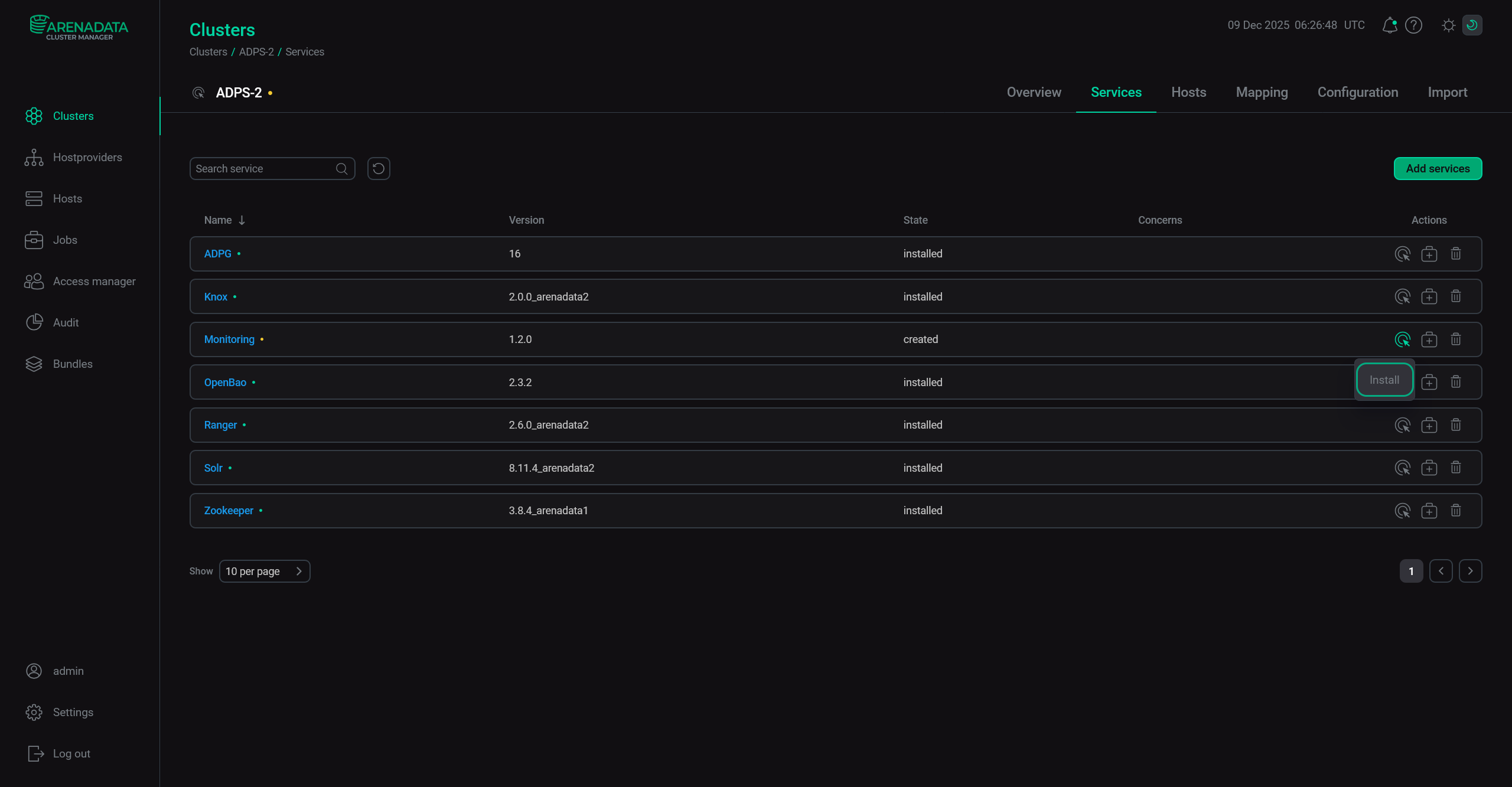 Switch to the service installation