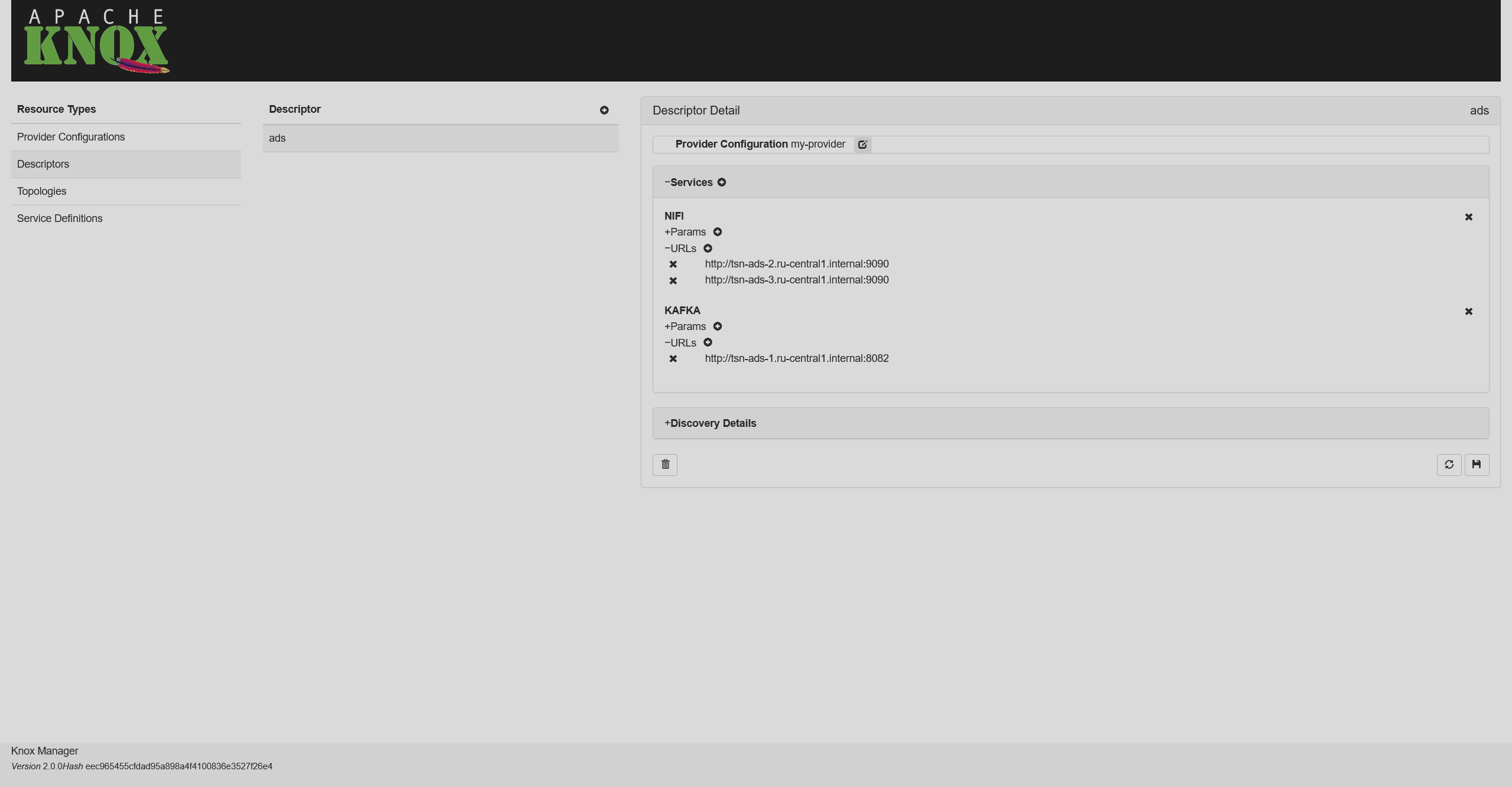 Adding service URLs