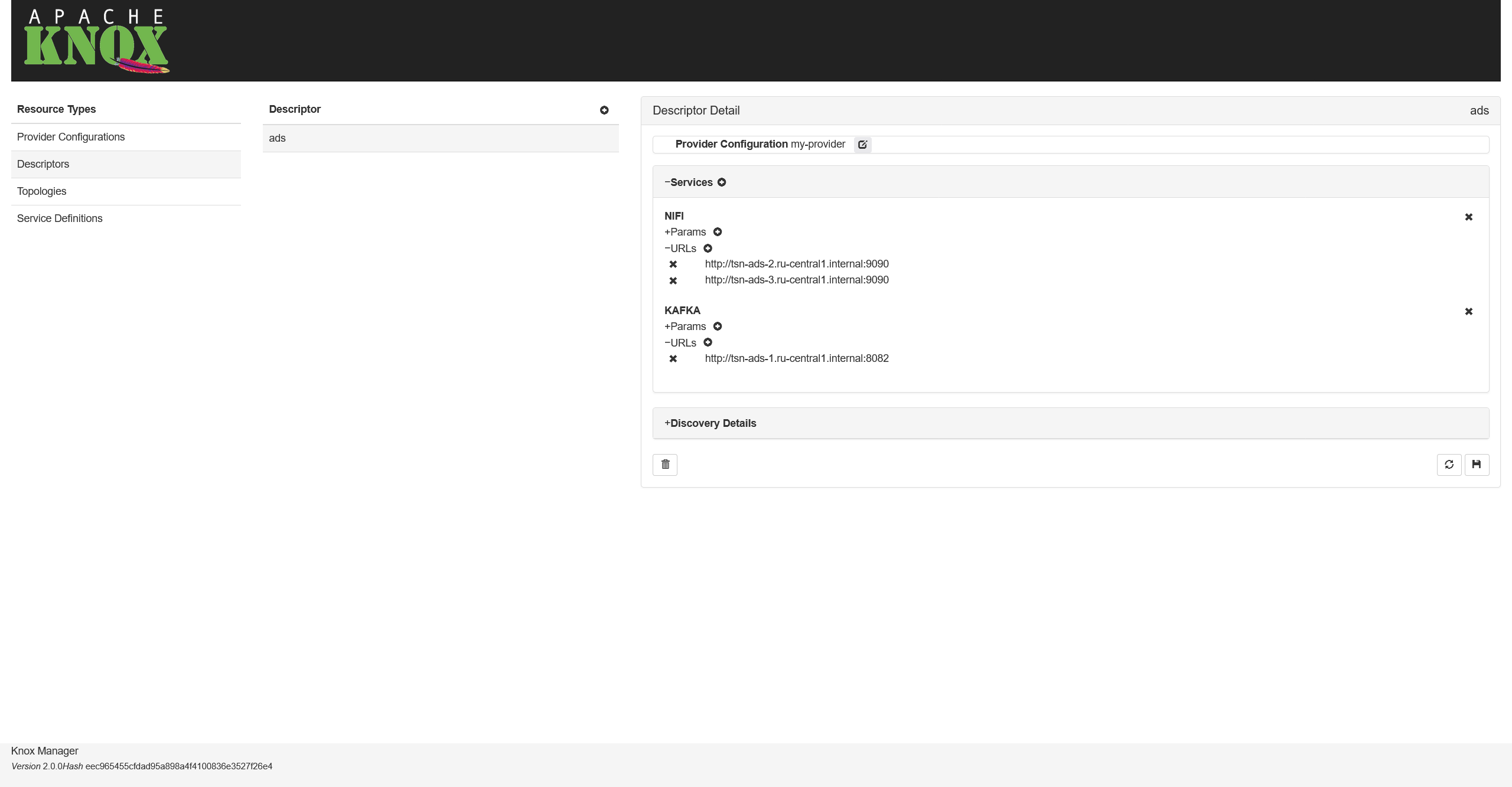 Adding service URLs