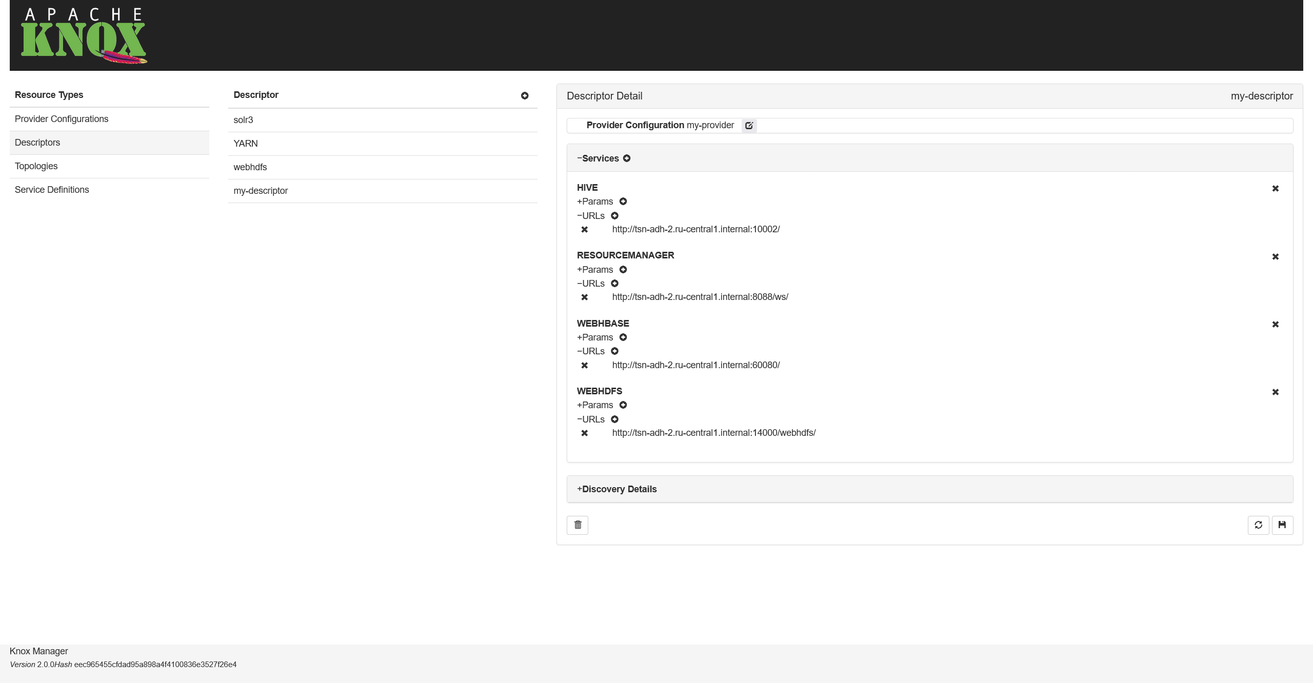 Adding service URLs