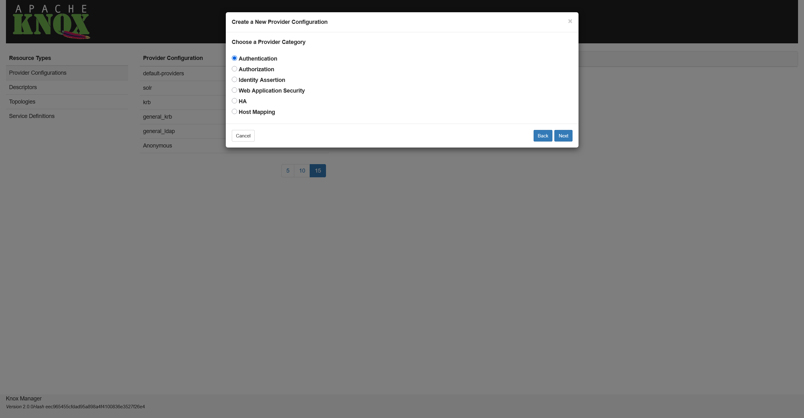 Selecting a provider type