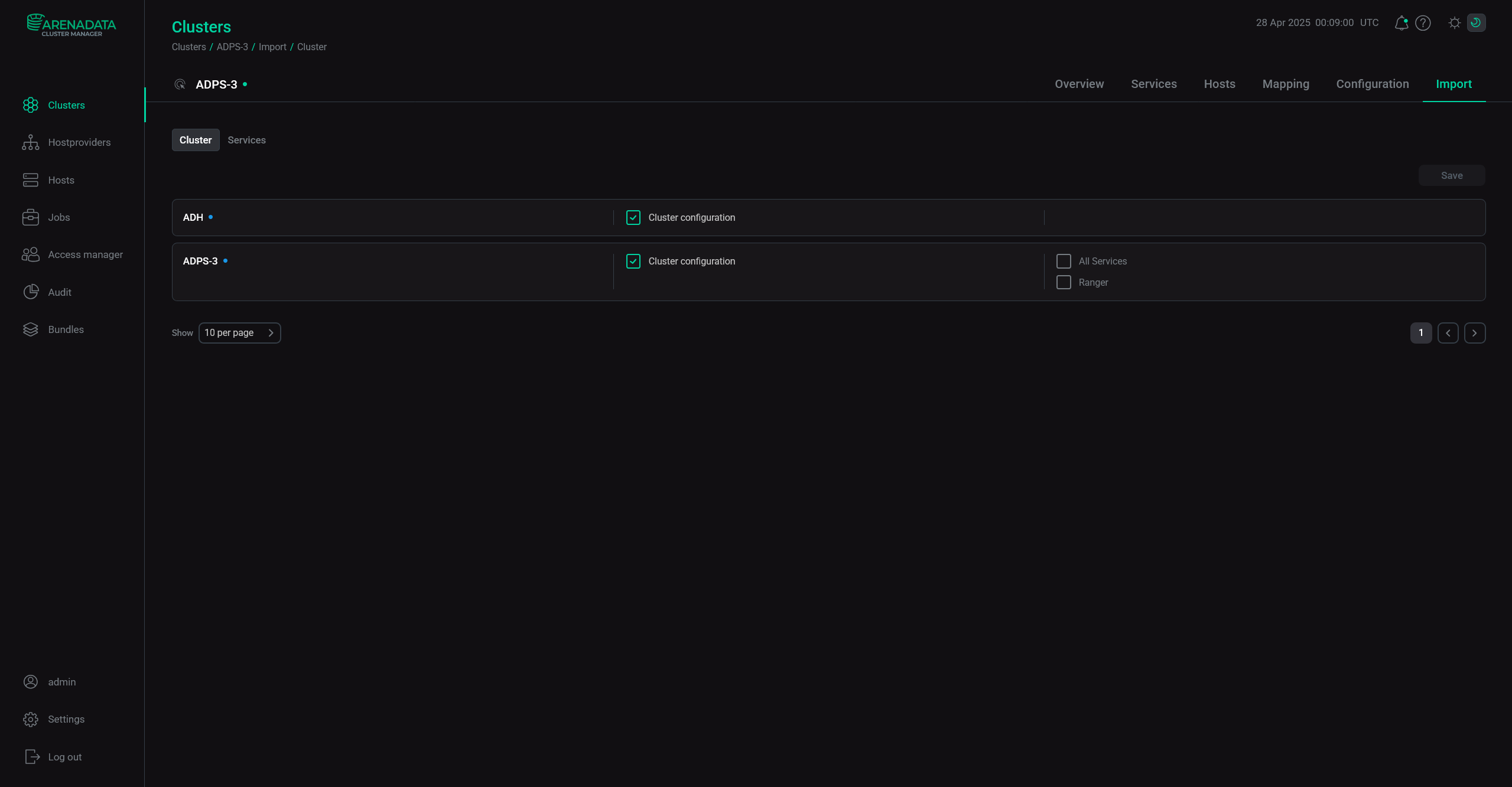 ADPS import tab