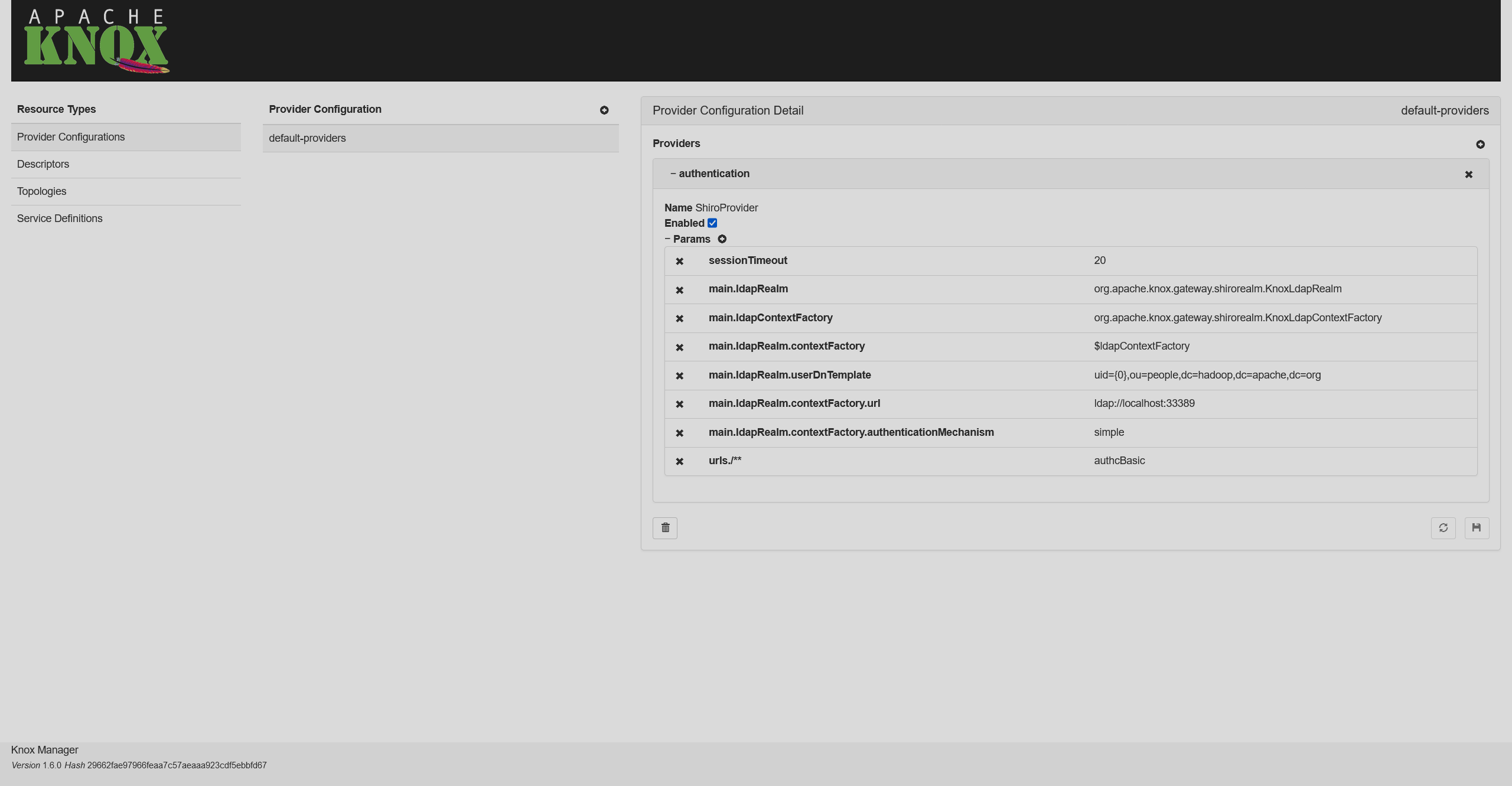 Knox provider configurations