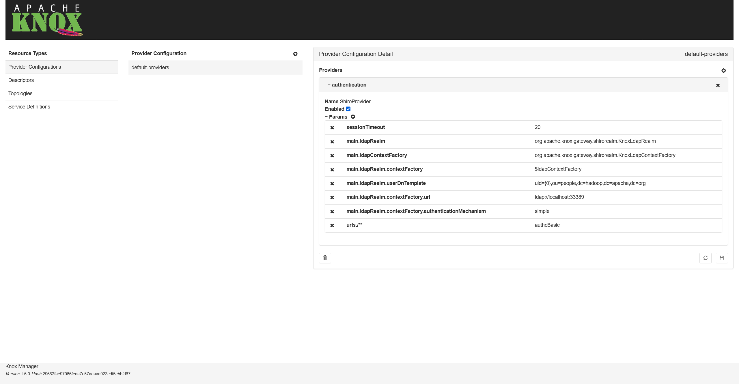 Knox provider configurations
