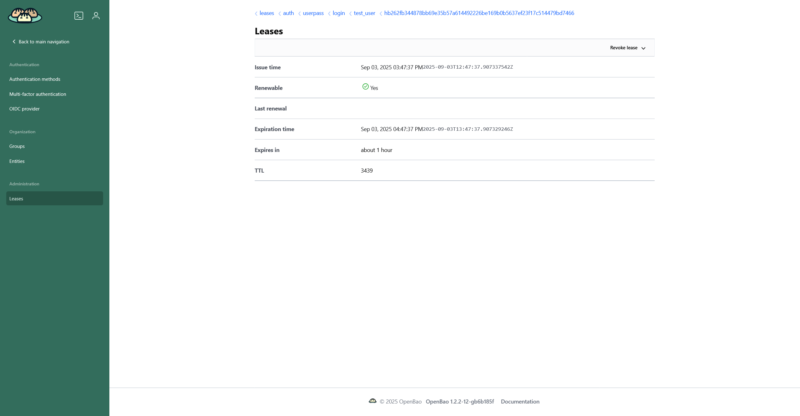 Lease details on the Leases page
