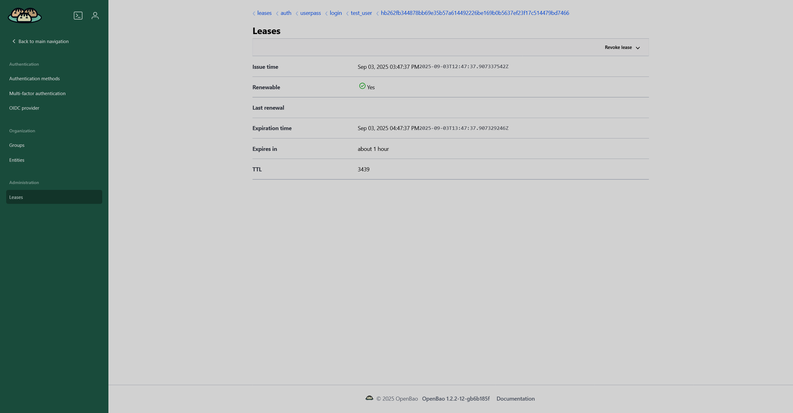 Lease details on the Leases page