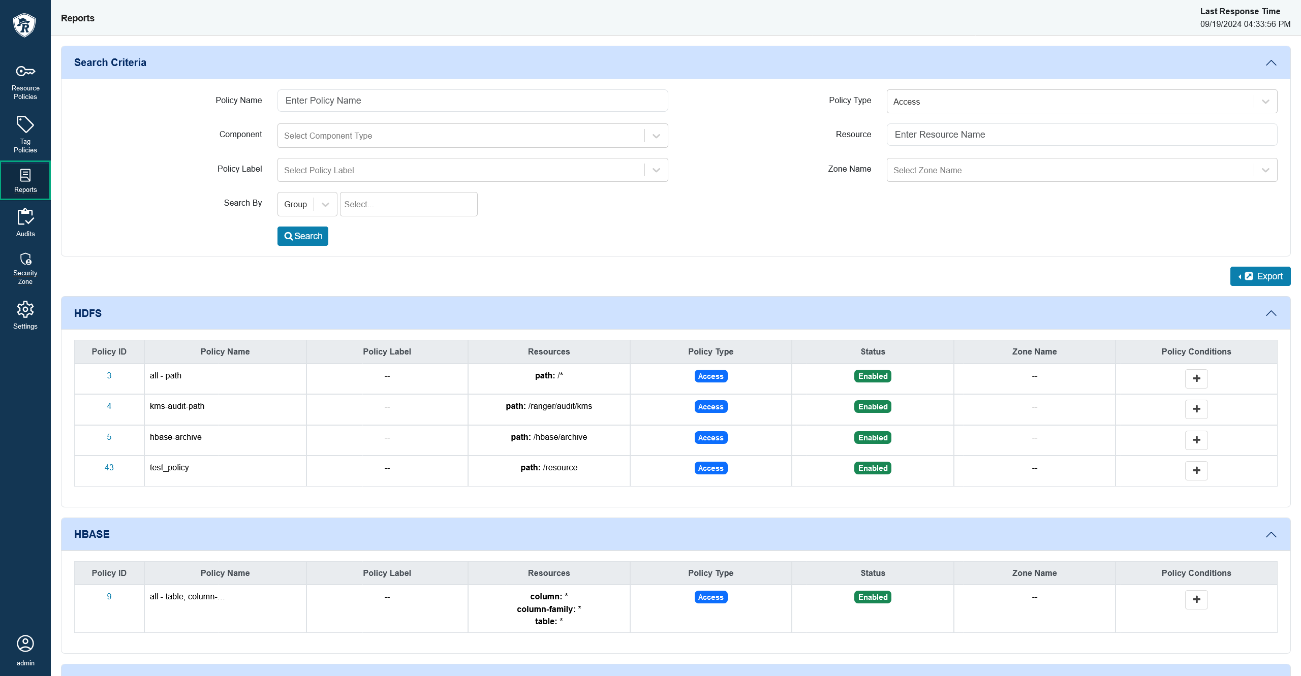 Reports page