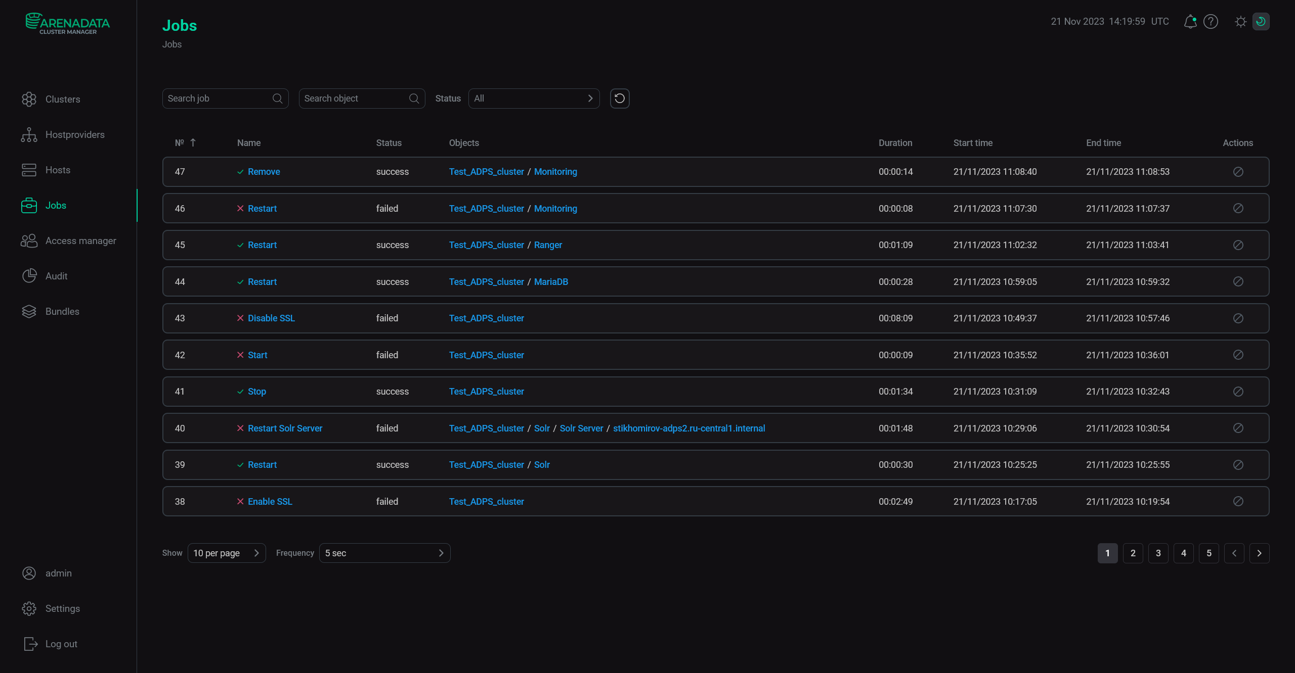 Monitoring service actions