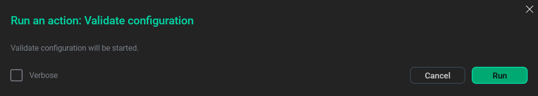 The action confirmation window