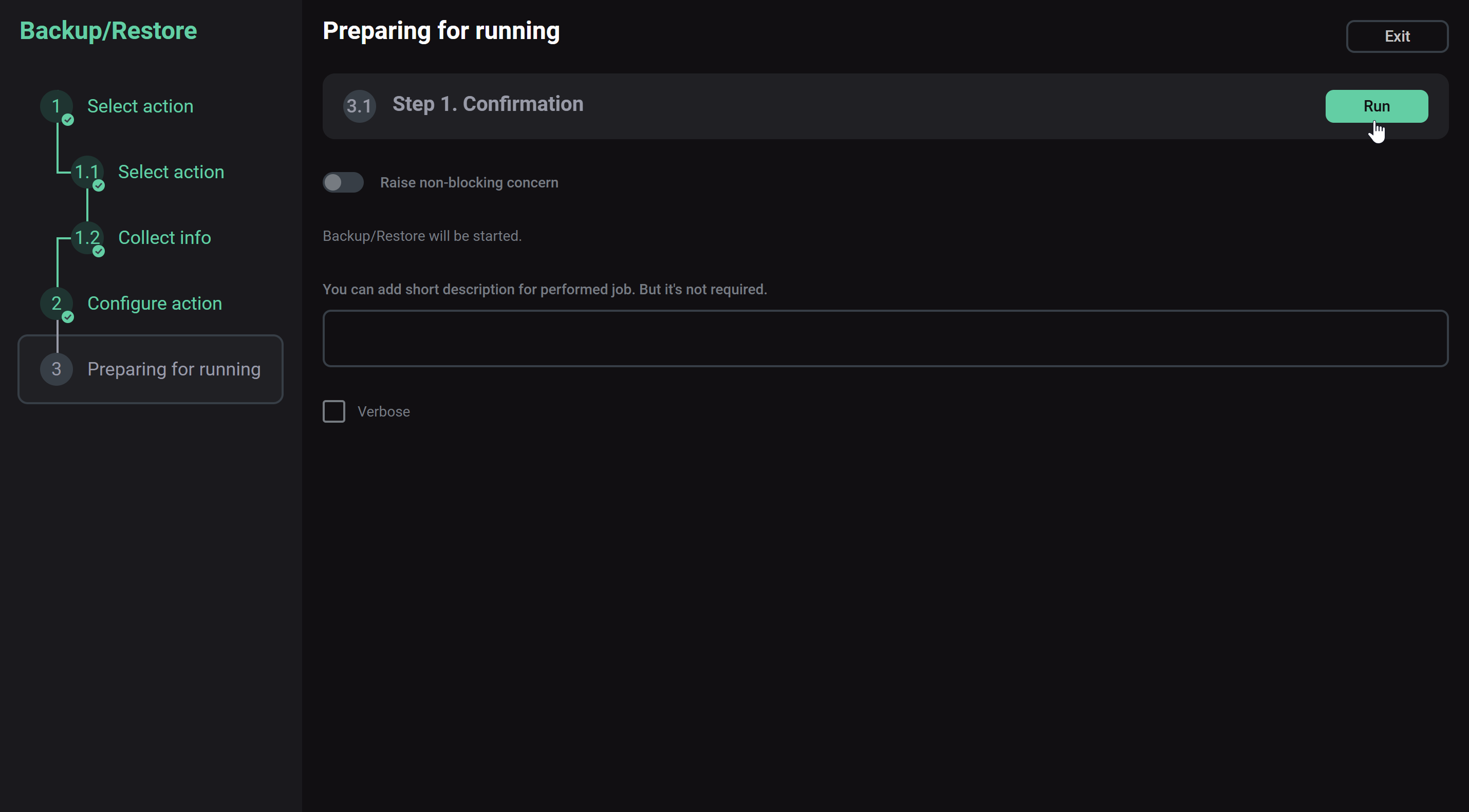 The action confirmation step