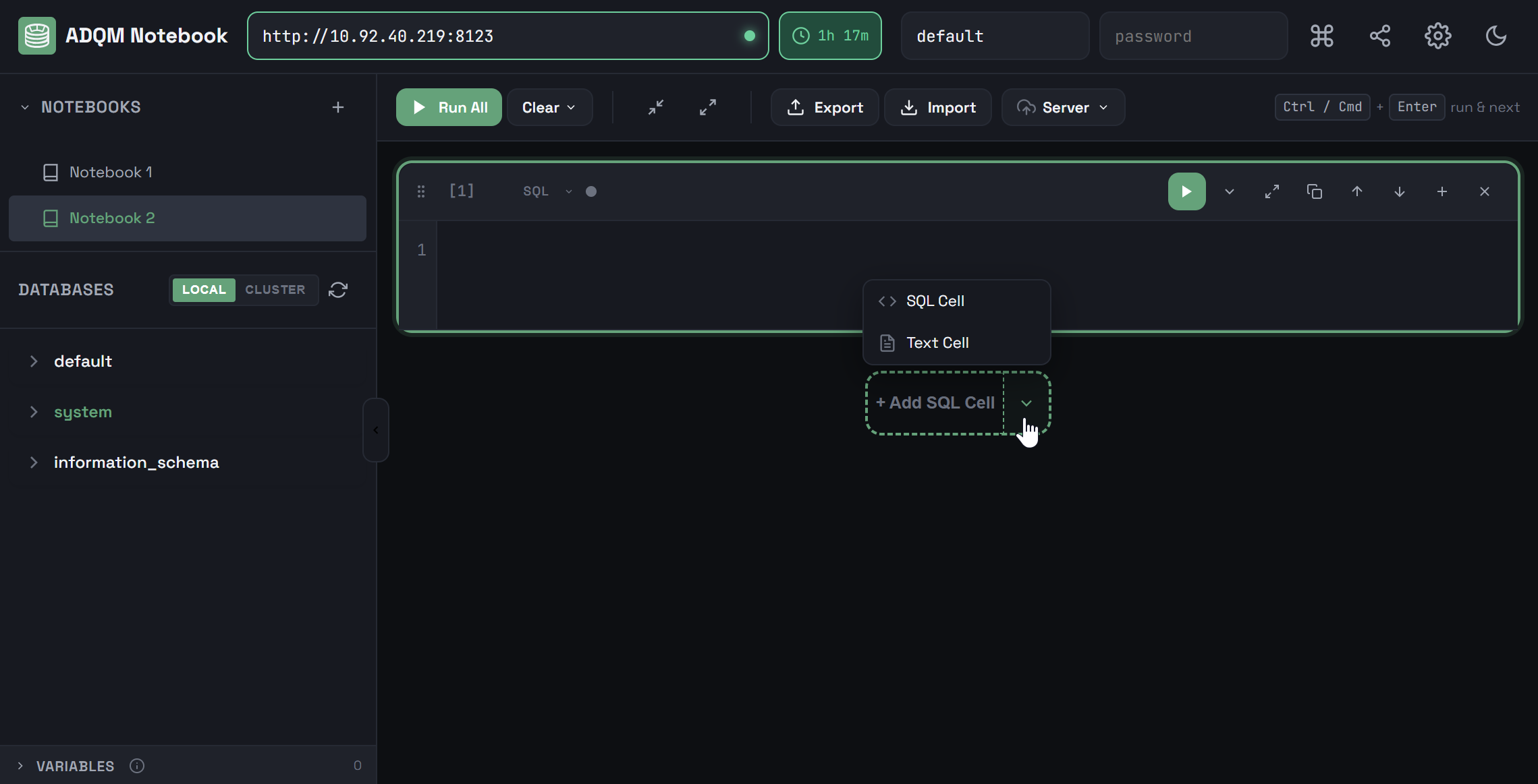 Add a new cell to a notebook