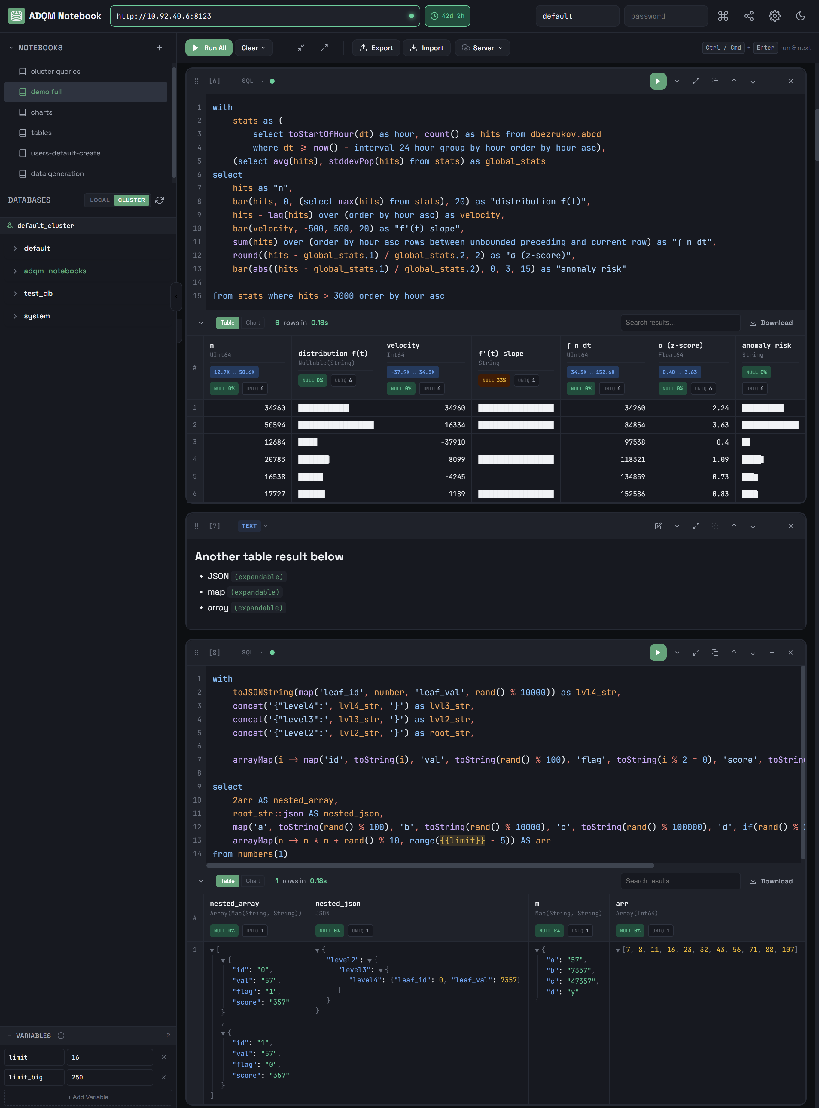 ADQM Notebook interface