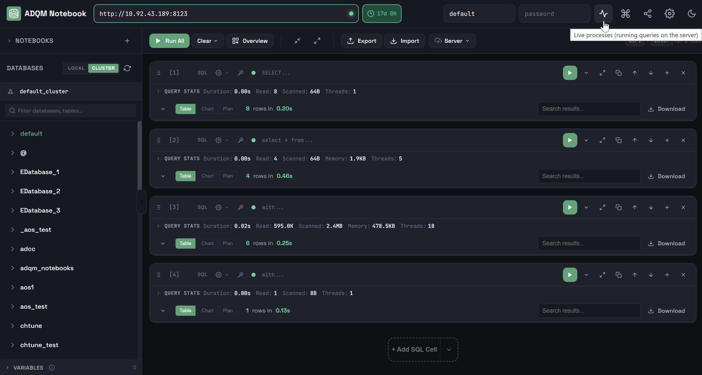 View running queries