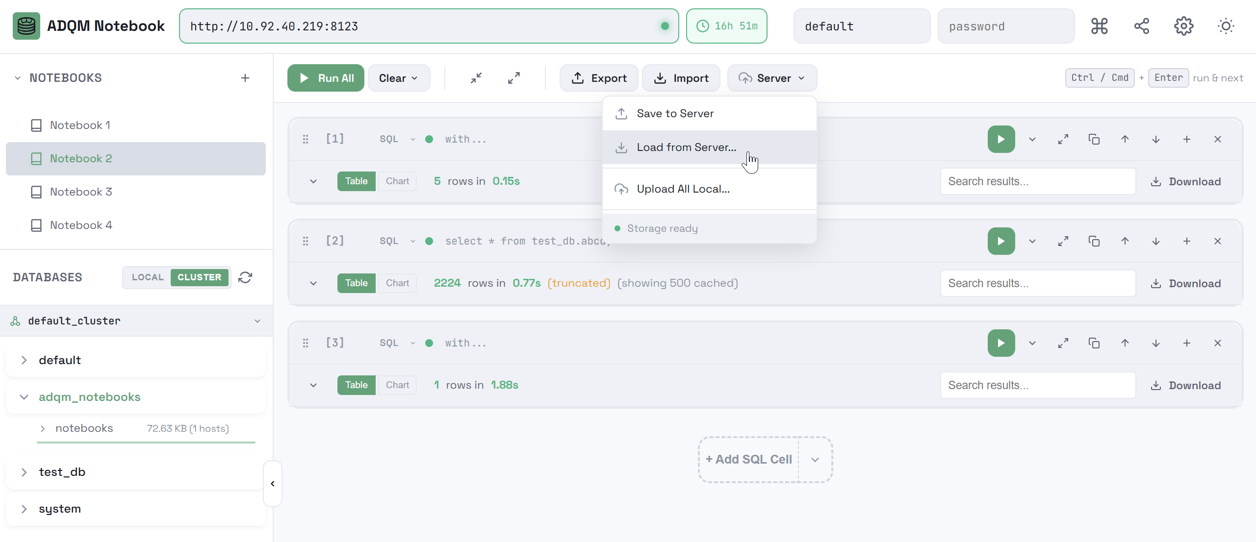Load a notebook from the server