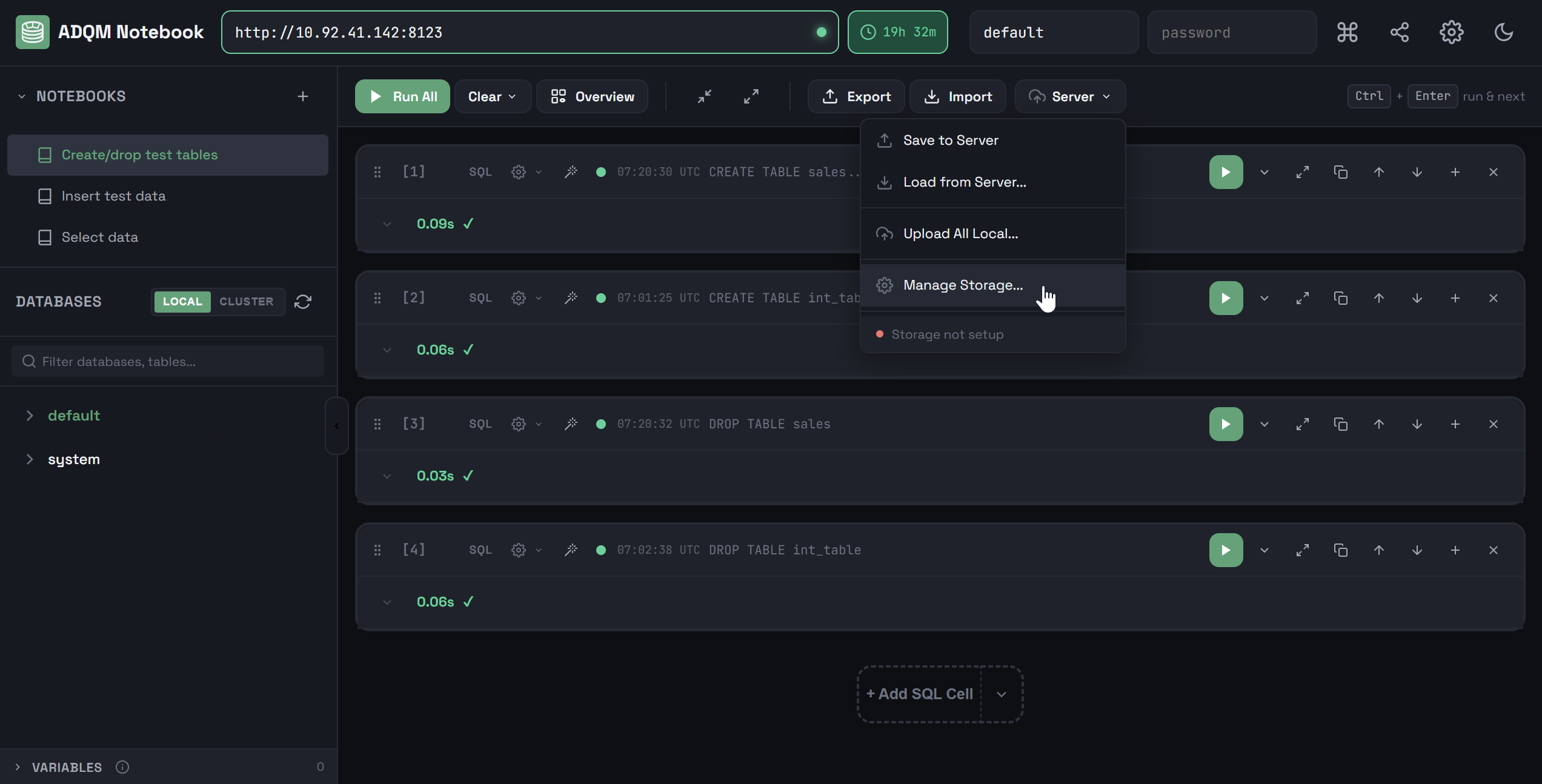 Manage notebook storage