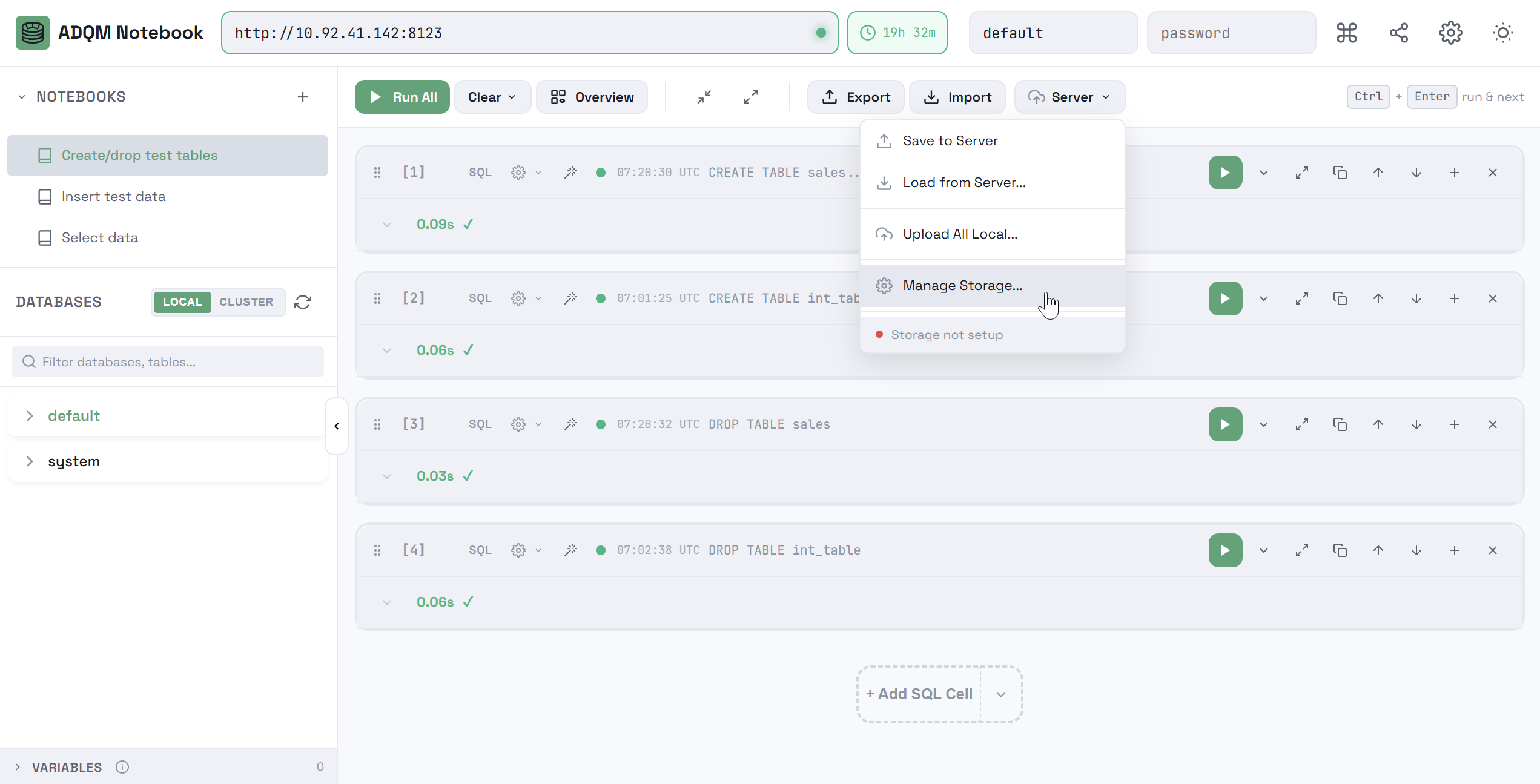 Manage notebook storage