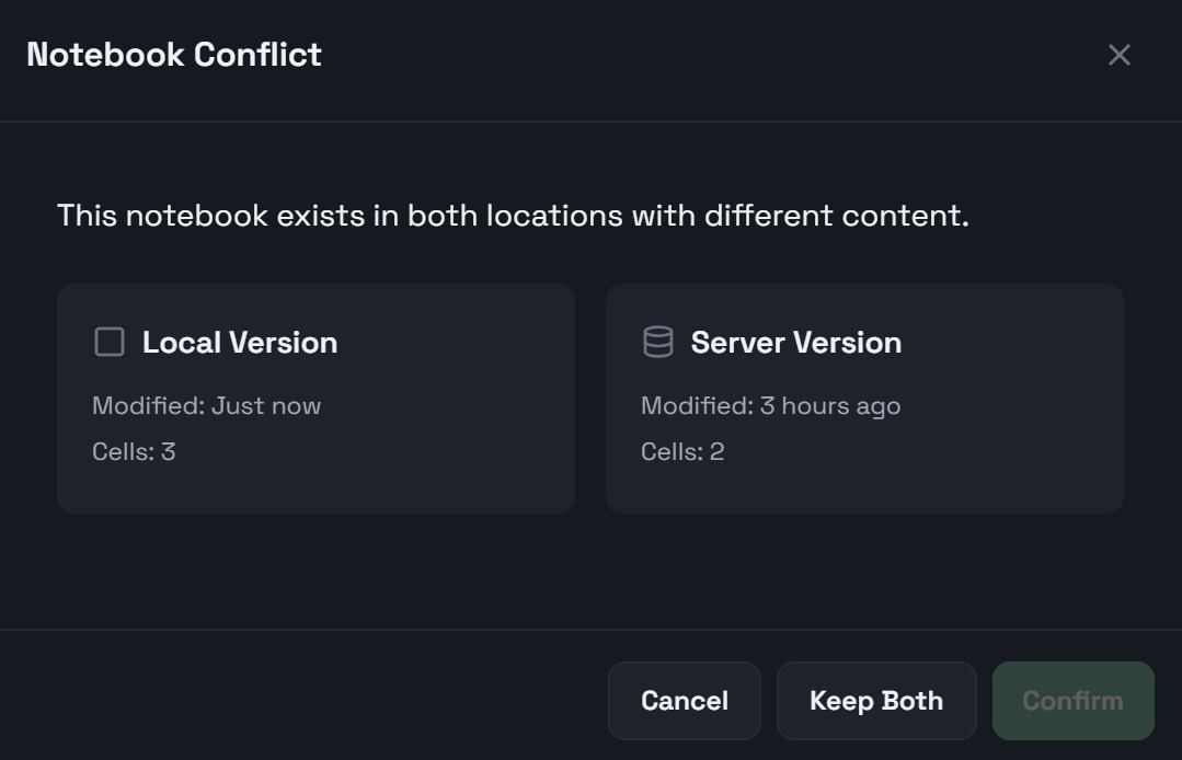 Select a notebook version to be loaded