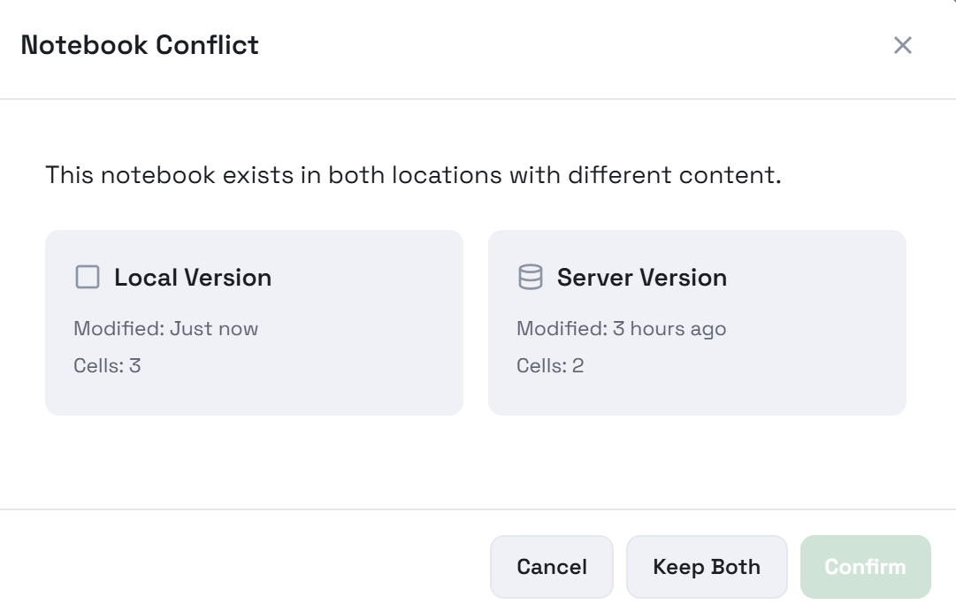 Select a notebook version to be loaded