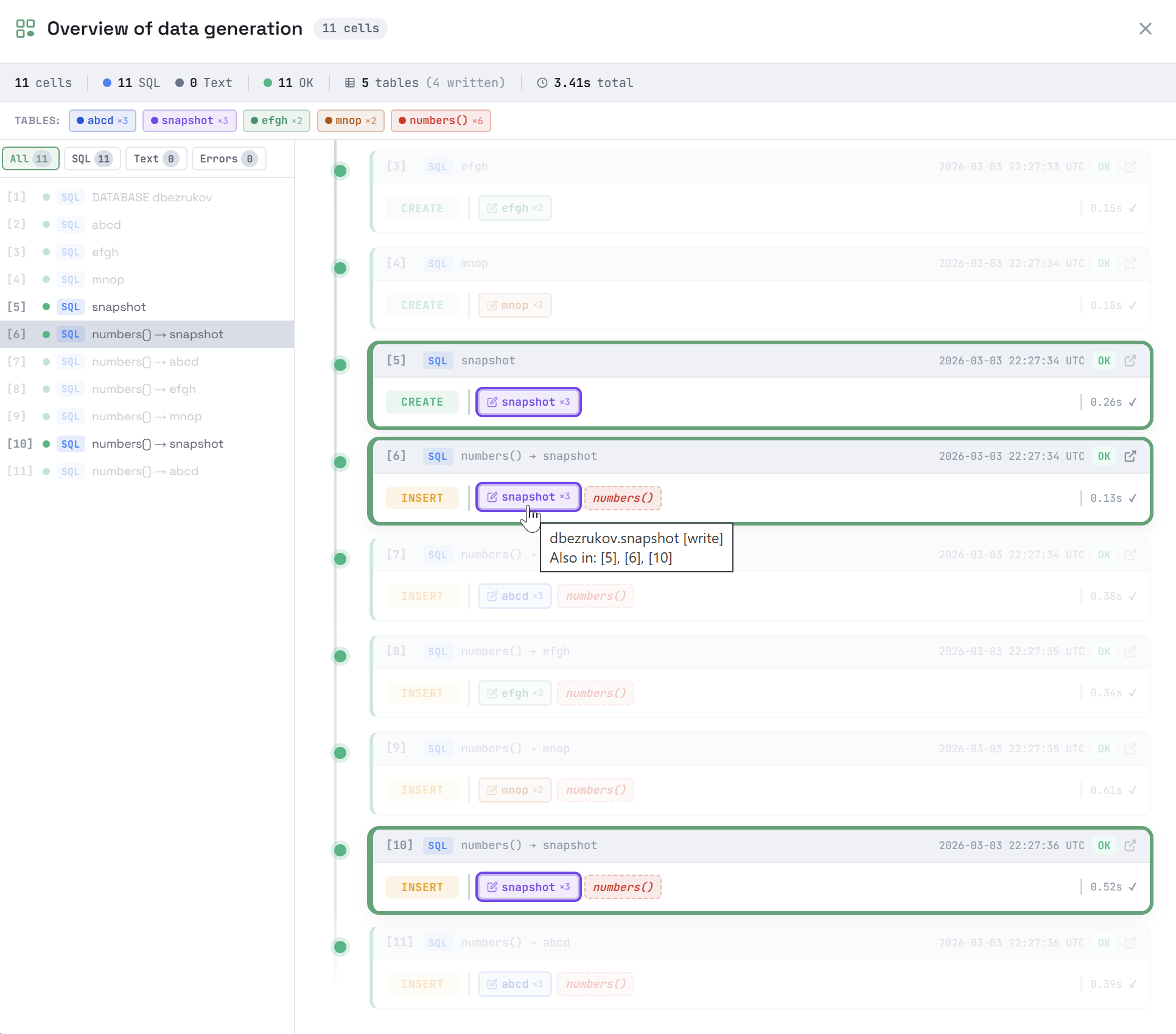 Explore cells in the notebook overview window