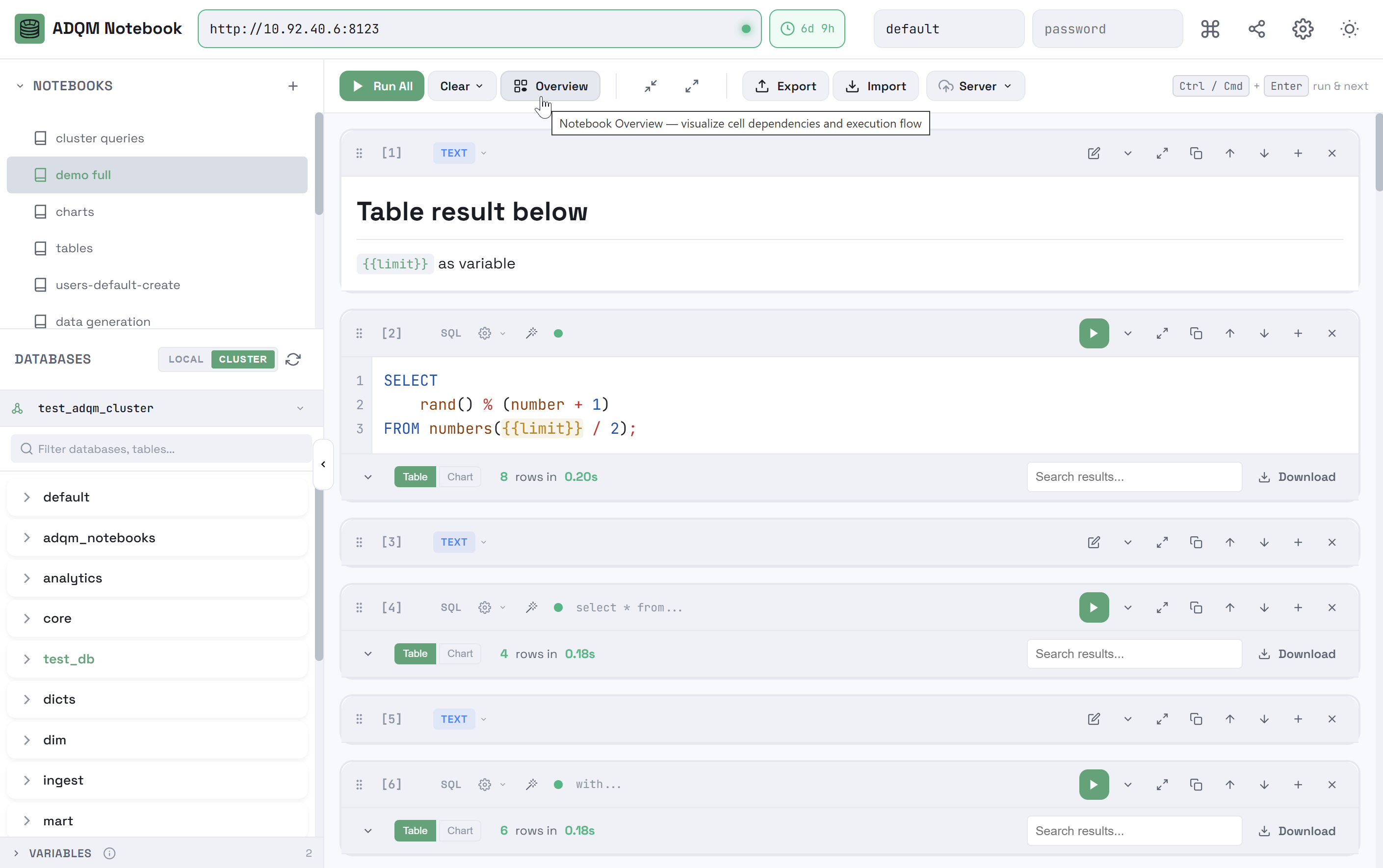 Open a notebook overview