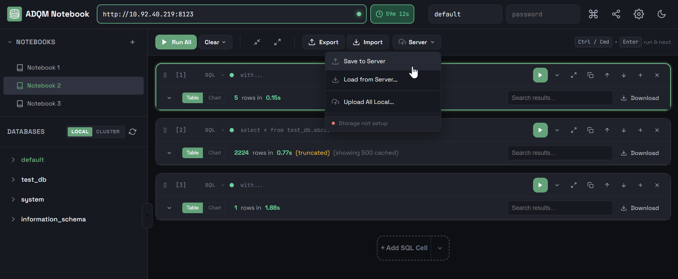 Save a notebook to the server
