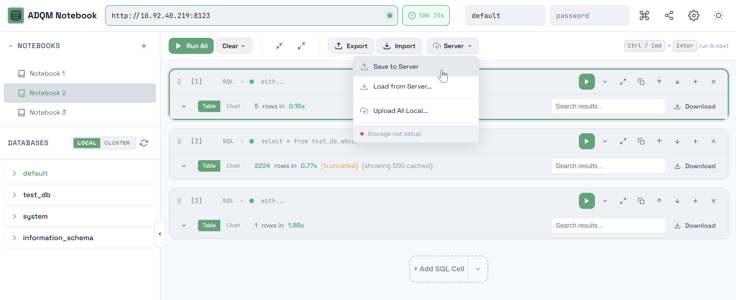Save a notebook to the server