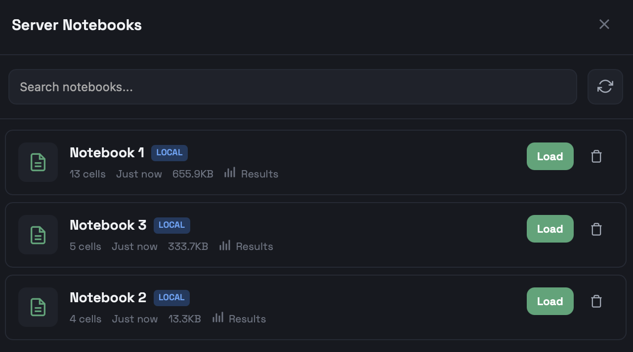 Select a notebook to be loaded