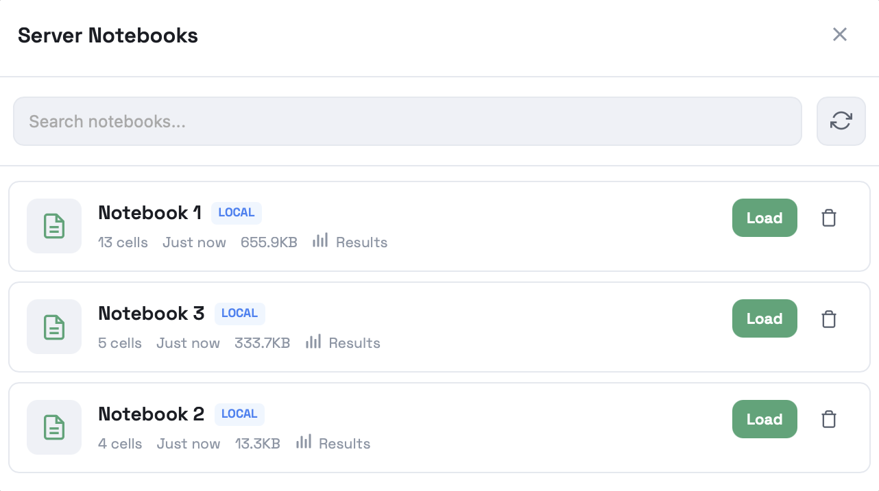 Select a notebook to be loaded