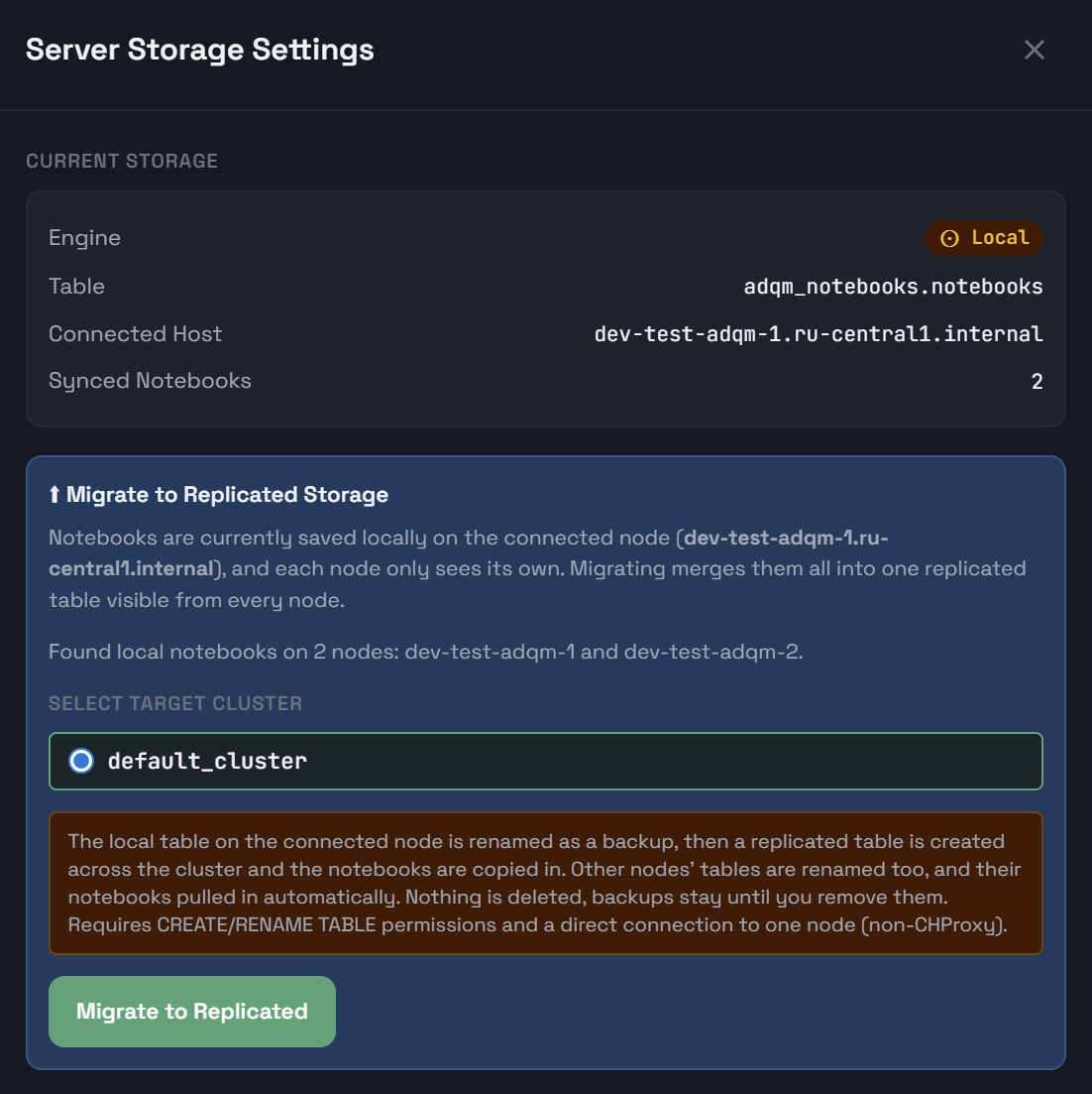 Migrate notebooks from local tables to a replicated one