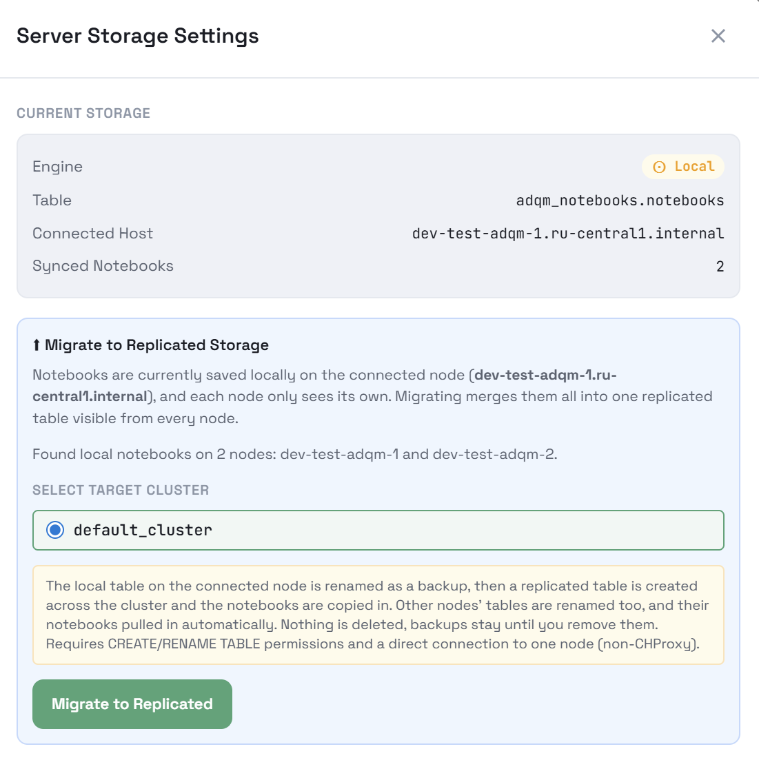 Migrate notebooks from local tables to a replicated one
