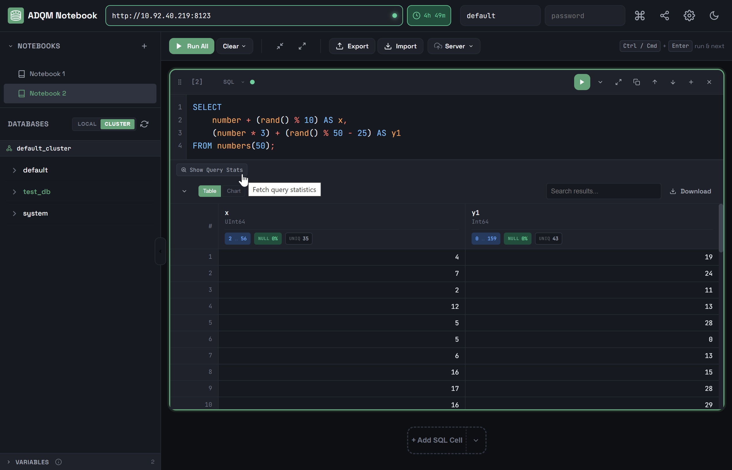 Fetch query statistics