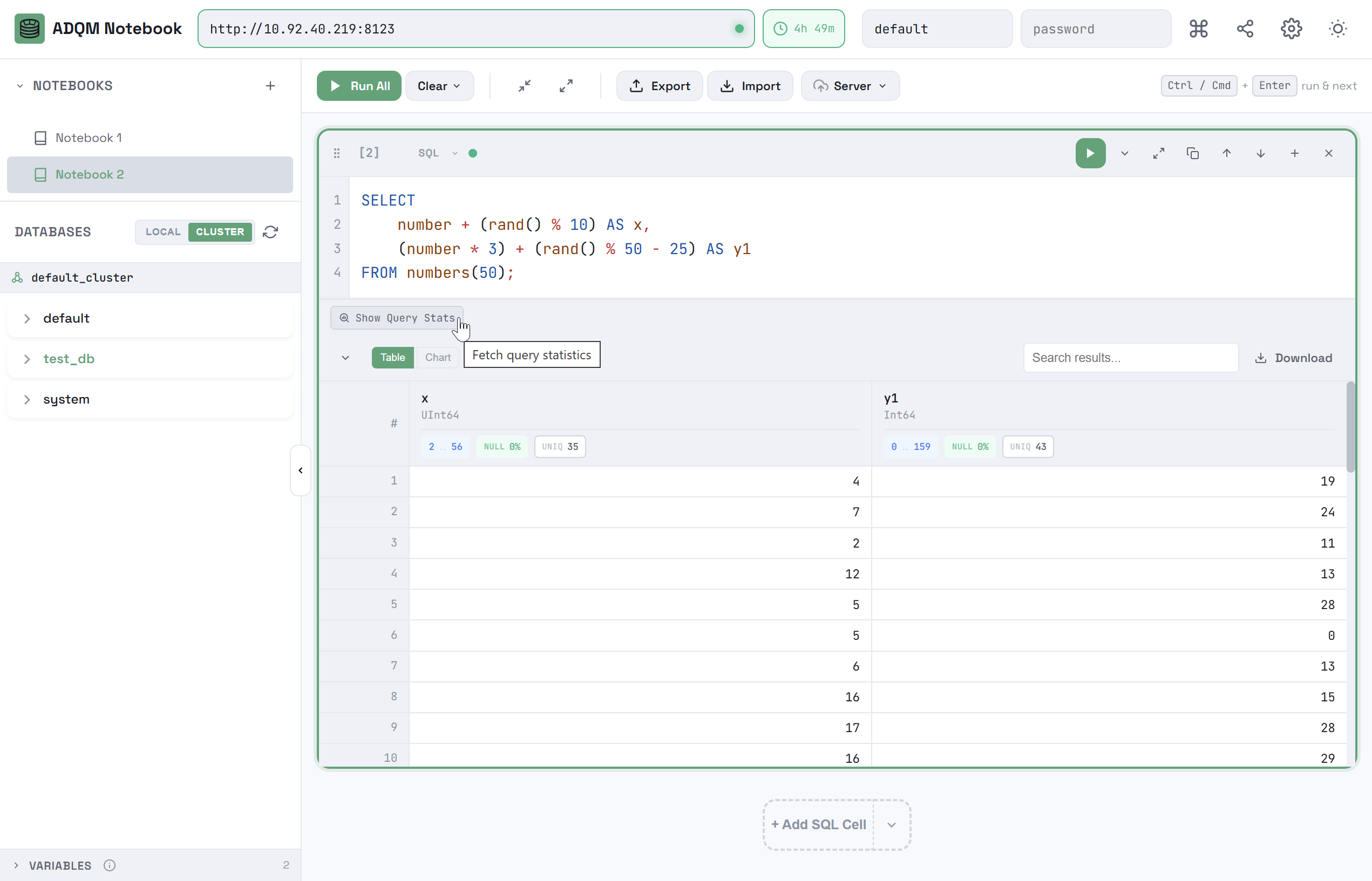 Fetch query statistics