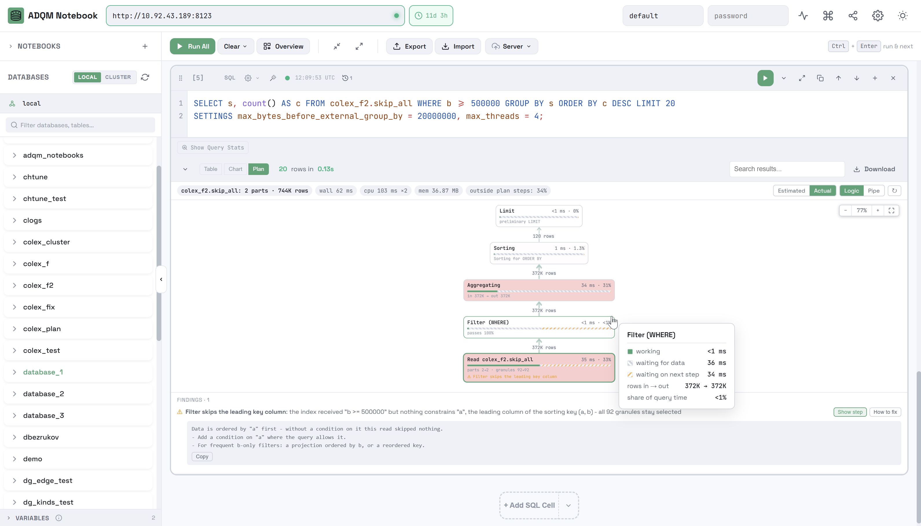 Query execution plan
