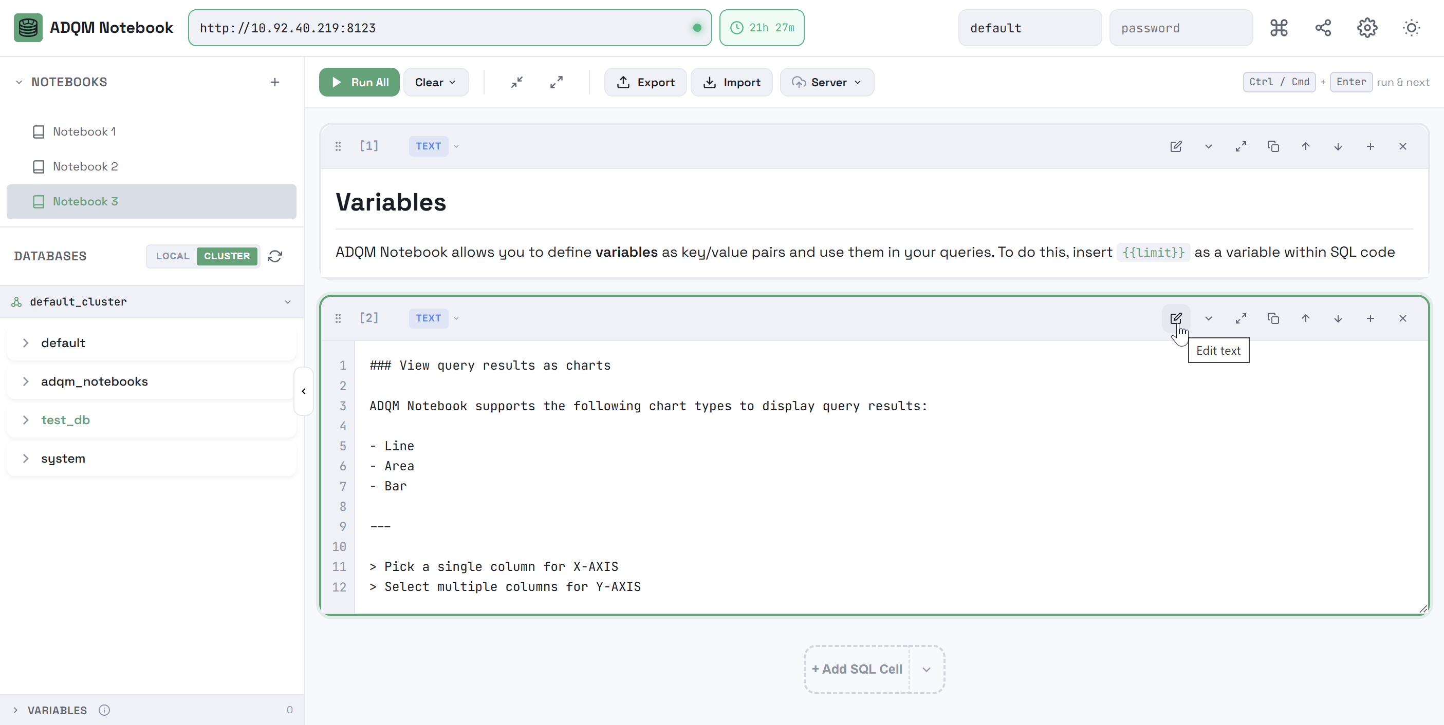 Text cell editing mode