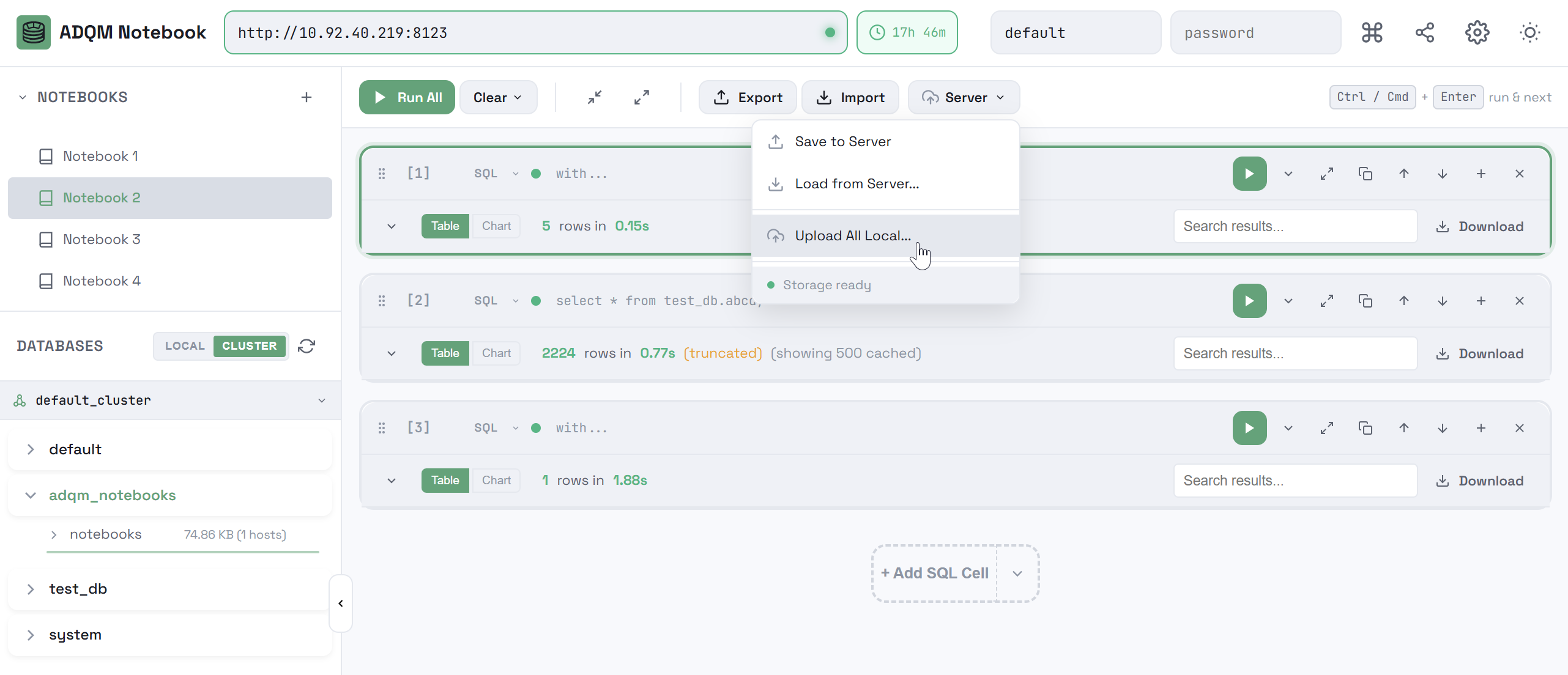 Save all notebooks to the server