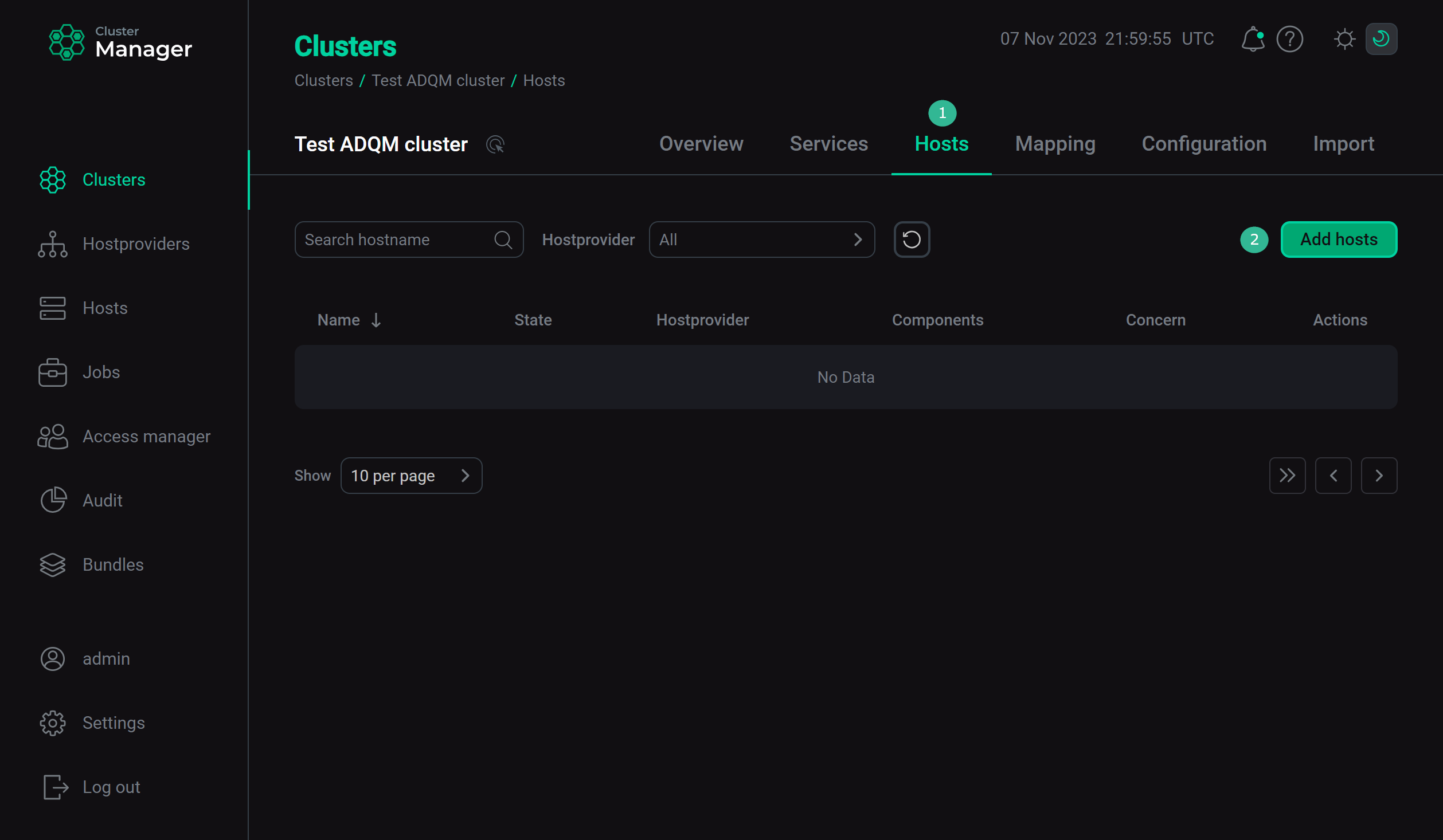 adcm hosts to cluster 02