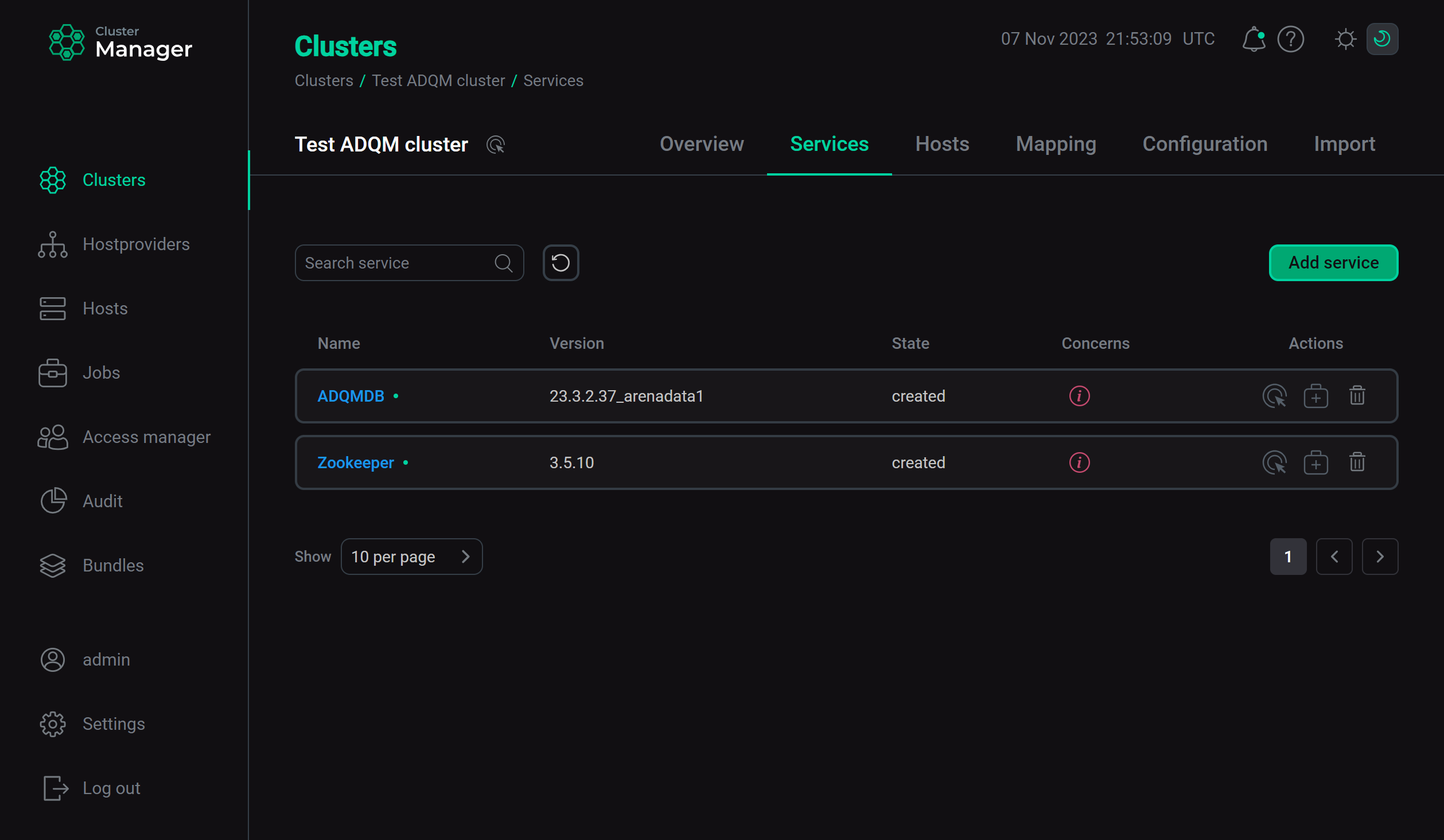 adcm services to cluster 03