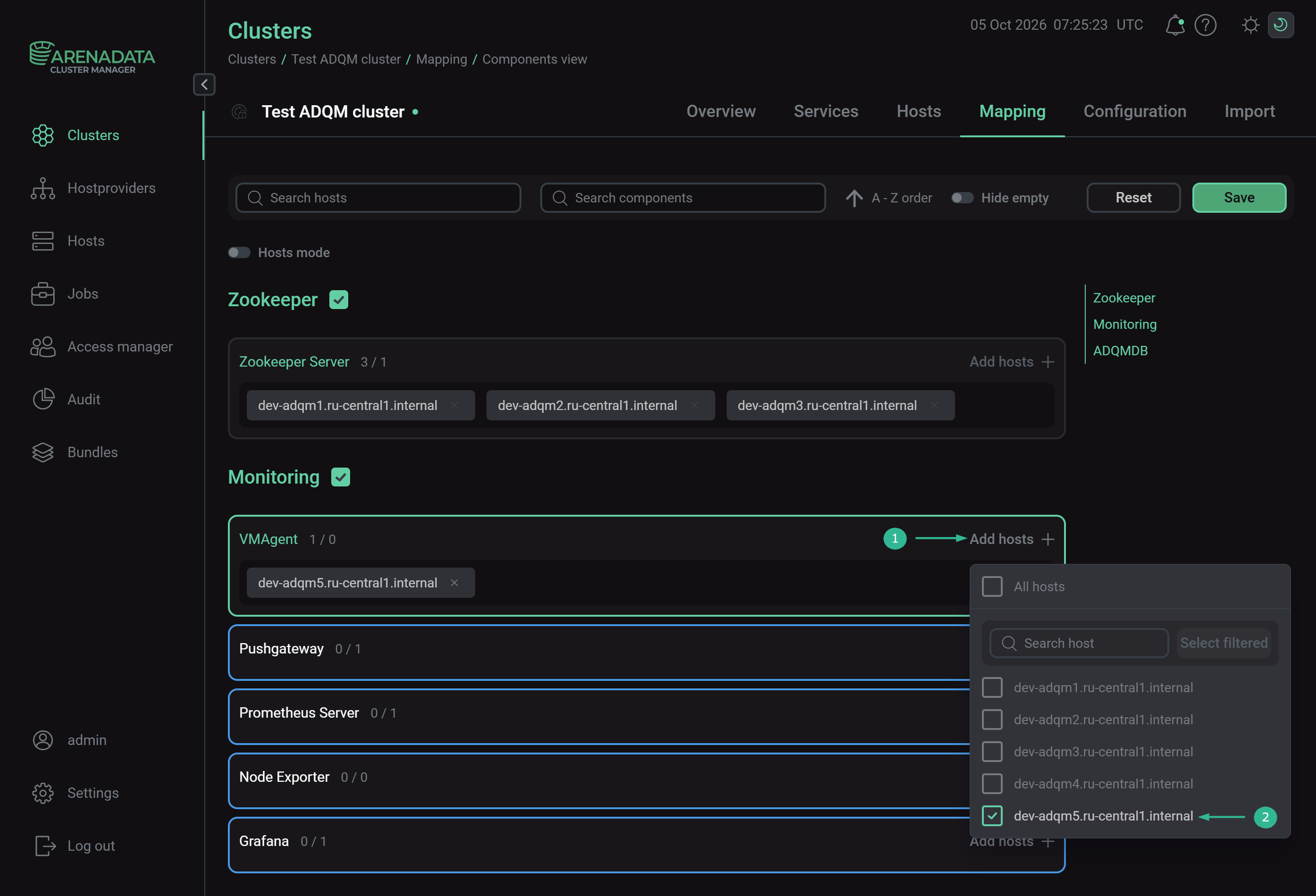 Select a host for a component
