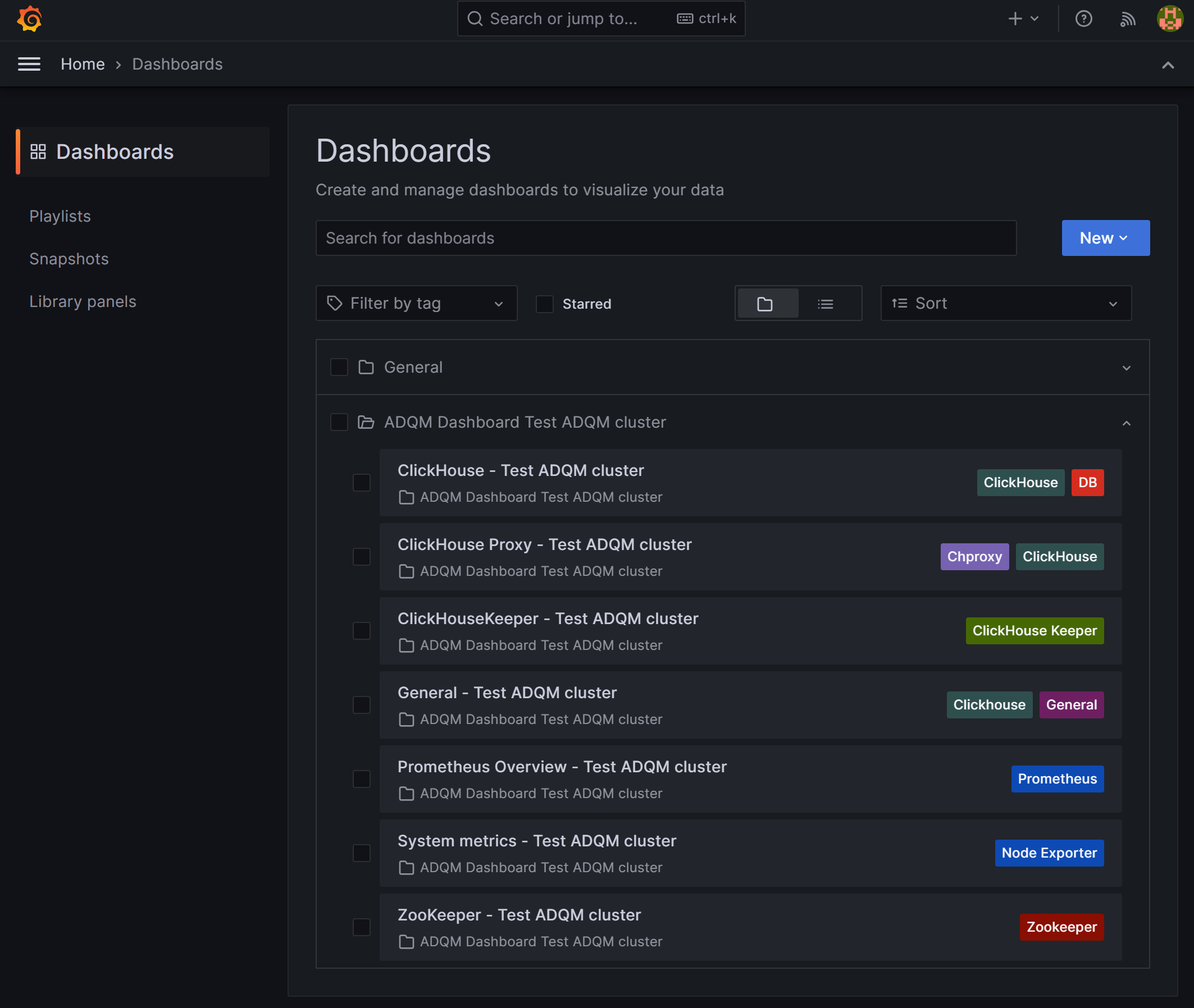 View ADQM metrics in Grafana