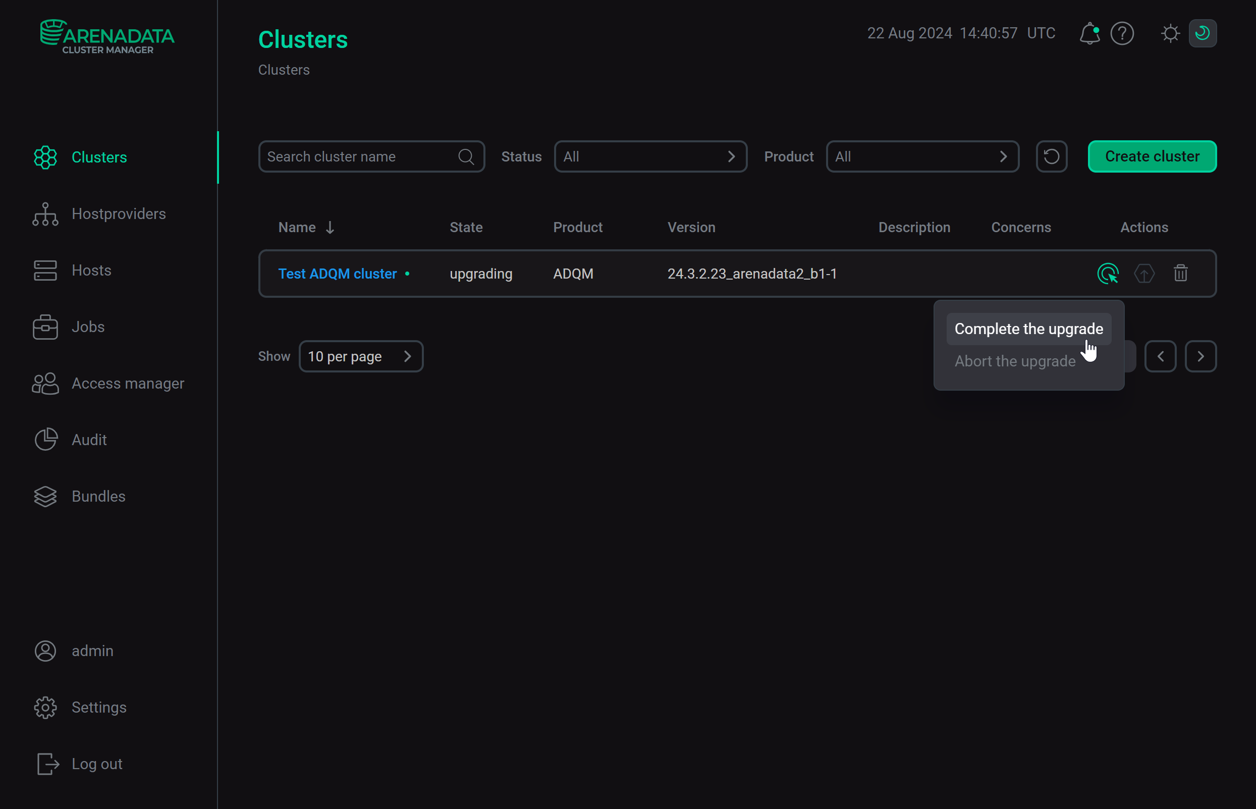 Completing the ADQM cluster upgrade