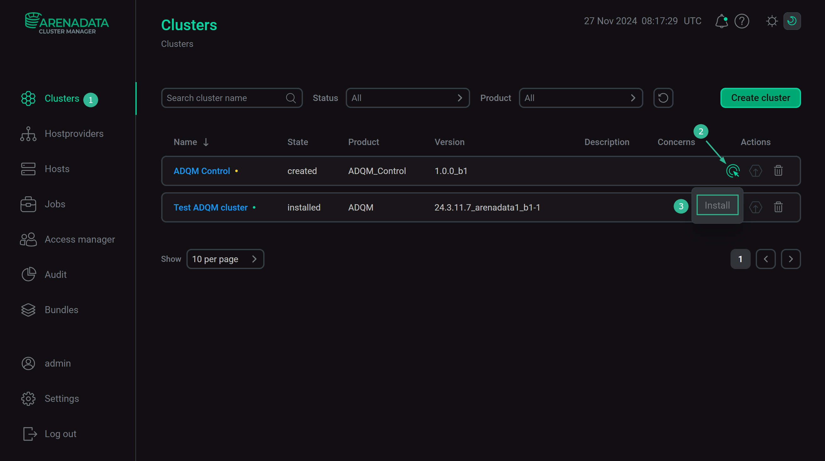Switch to the whole cluster installation