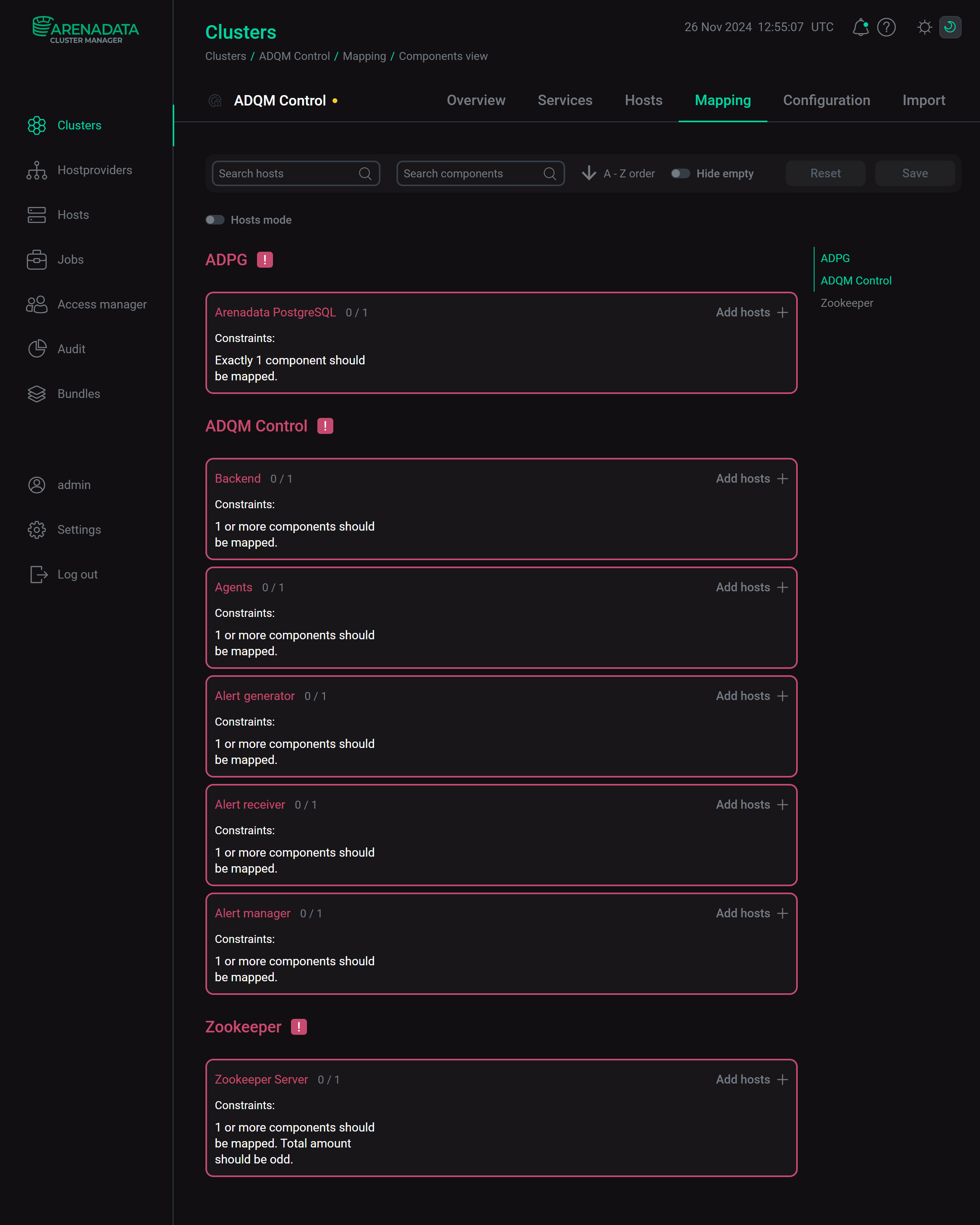Switch to mapping components to hosts
