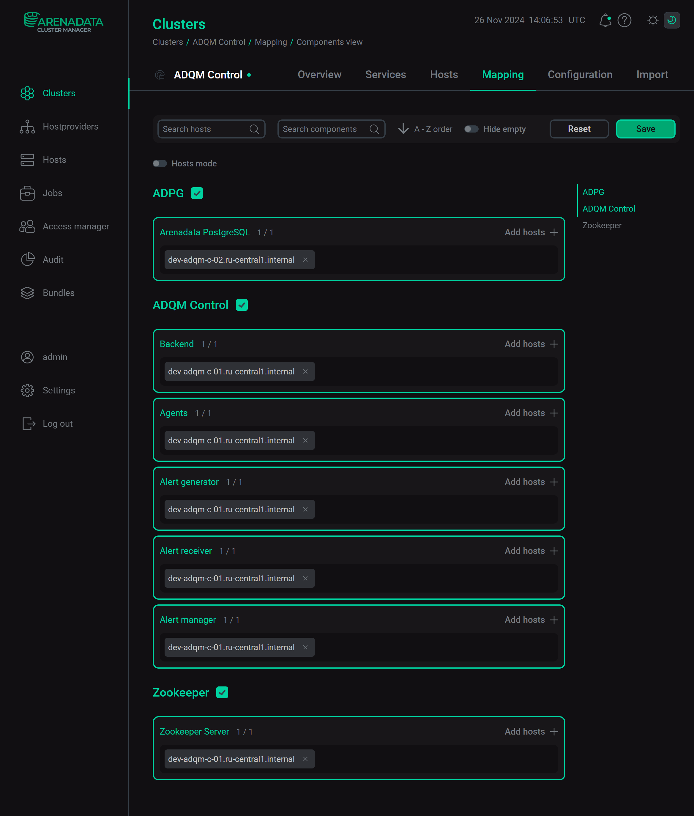 Save mapping of components