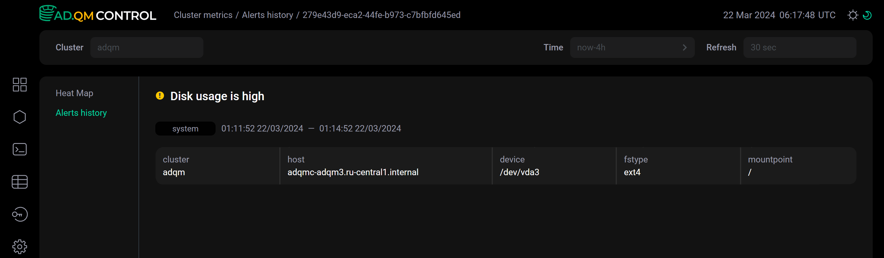 Alert details on a separate page