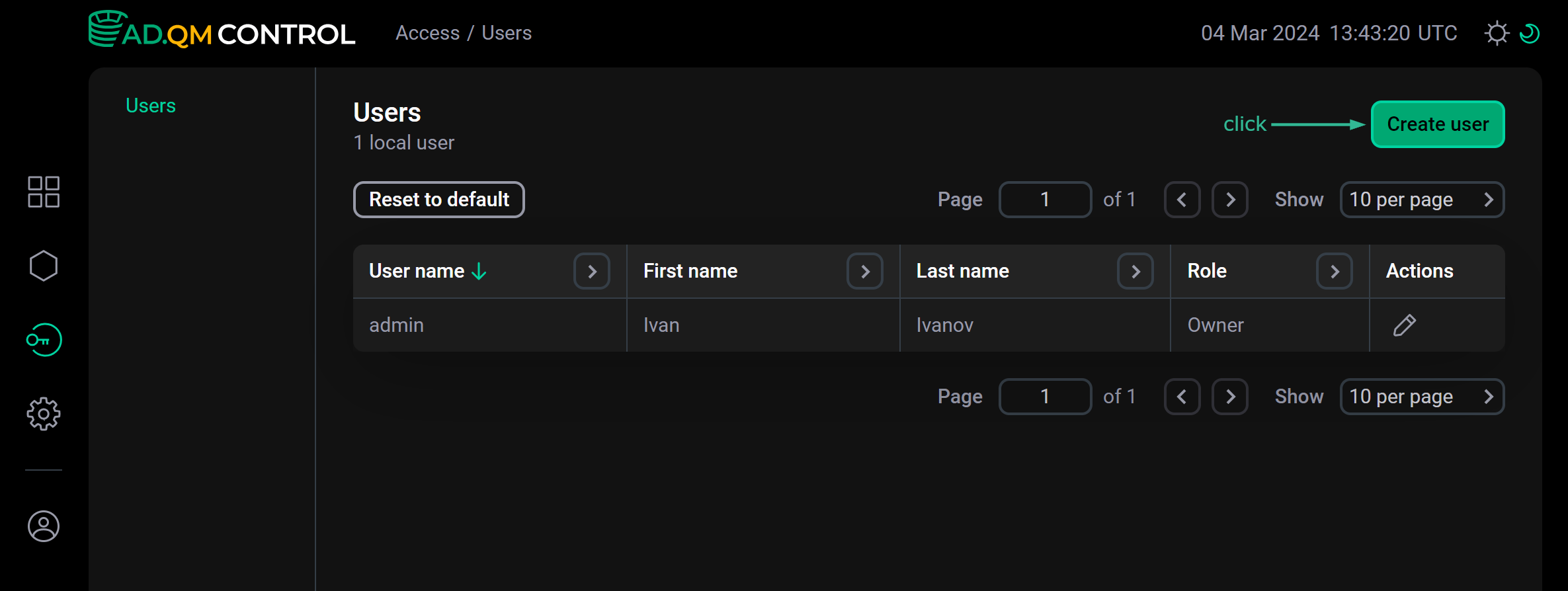 Switch to adding a user