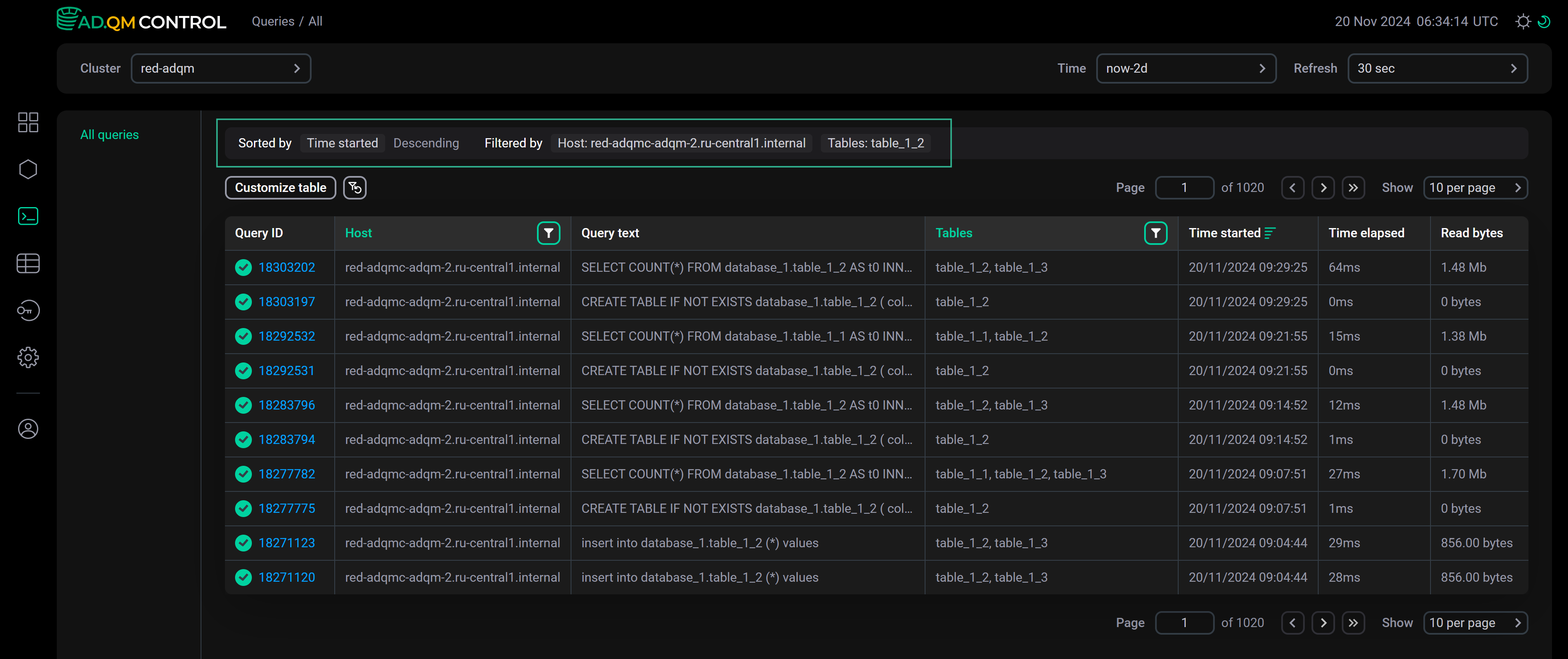Current conditions for sorting and filtering data